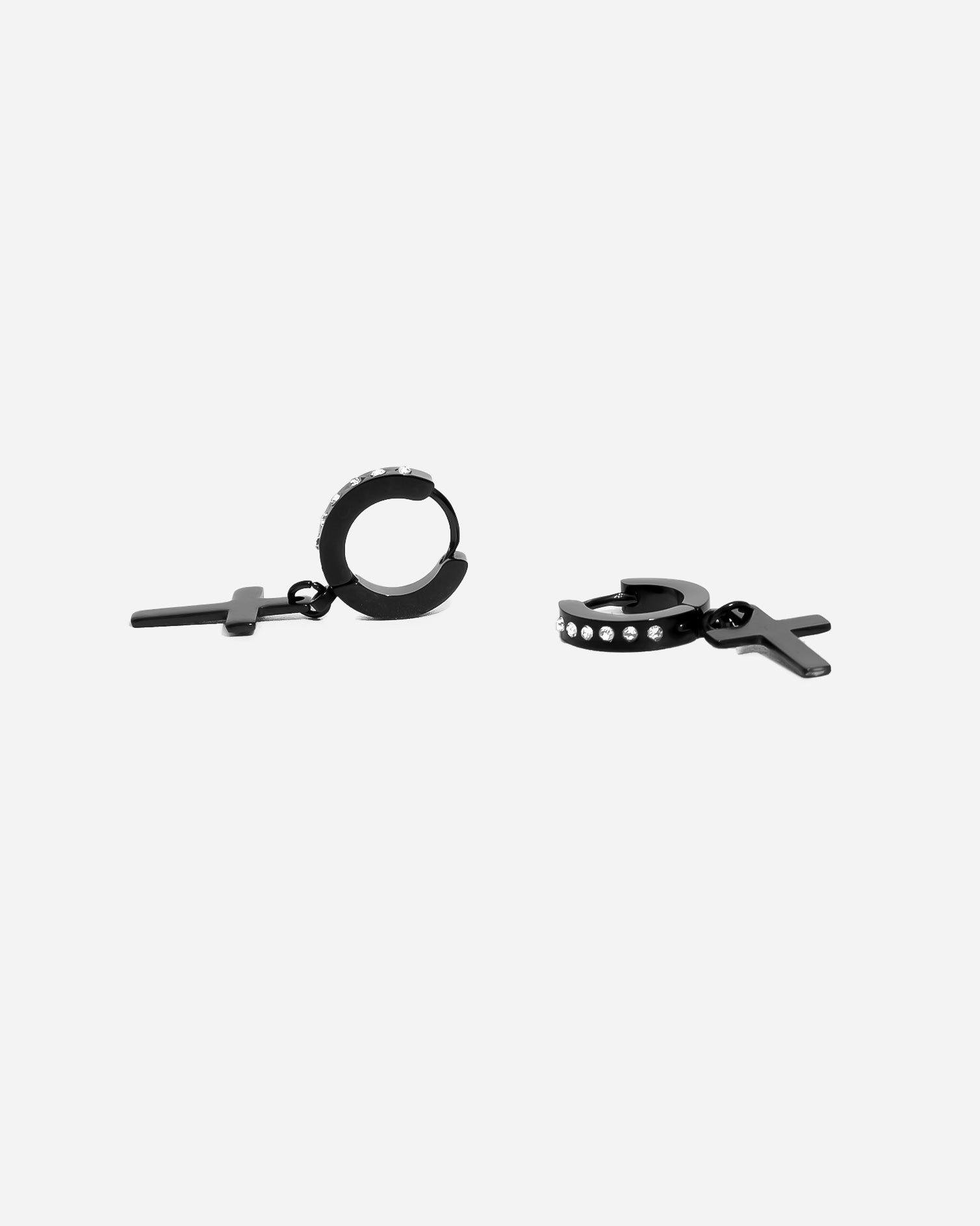 GD Classic Zirconia Cross Earrings Black