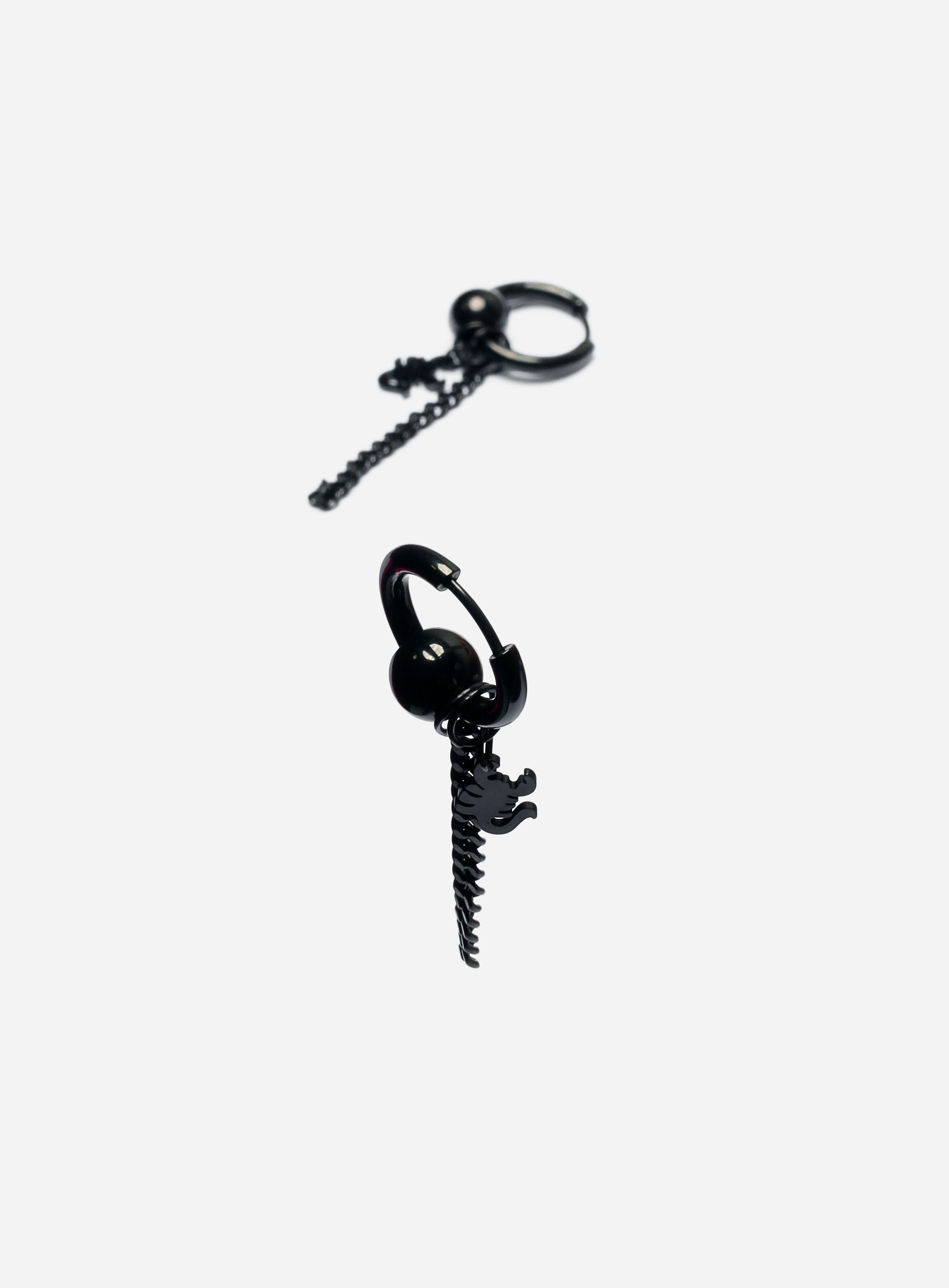 GD Dangling Scorpion Hoop Earring Black