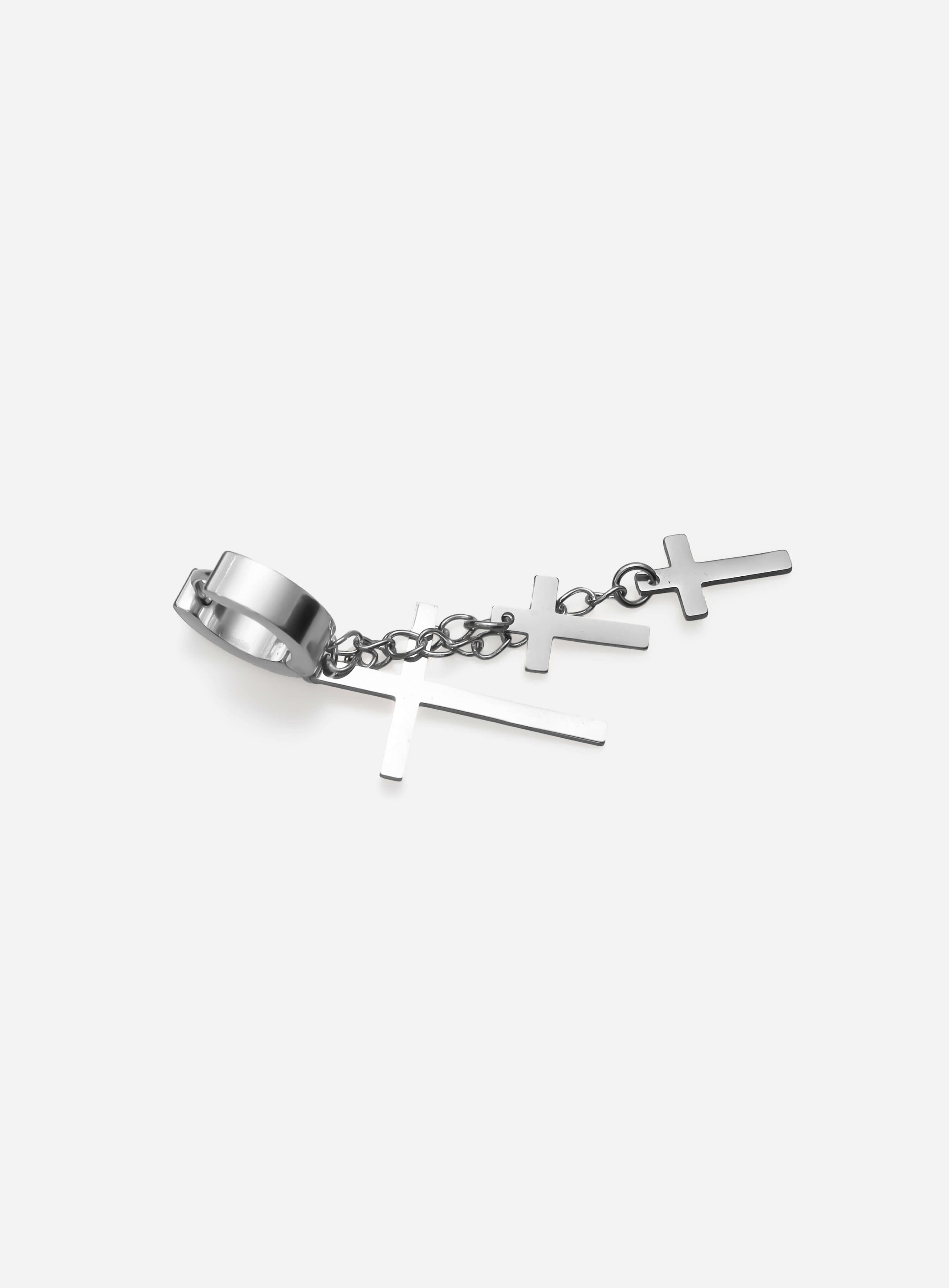 GD Cross Dangle Steel Earrings