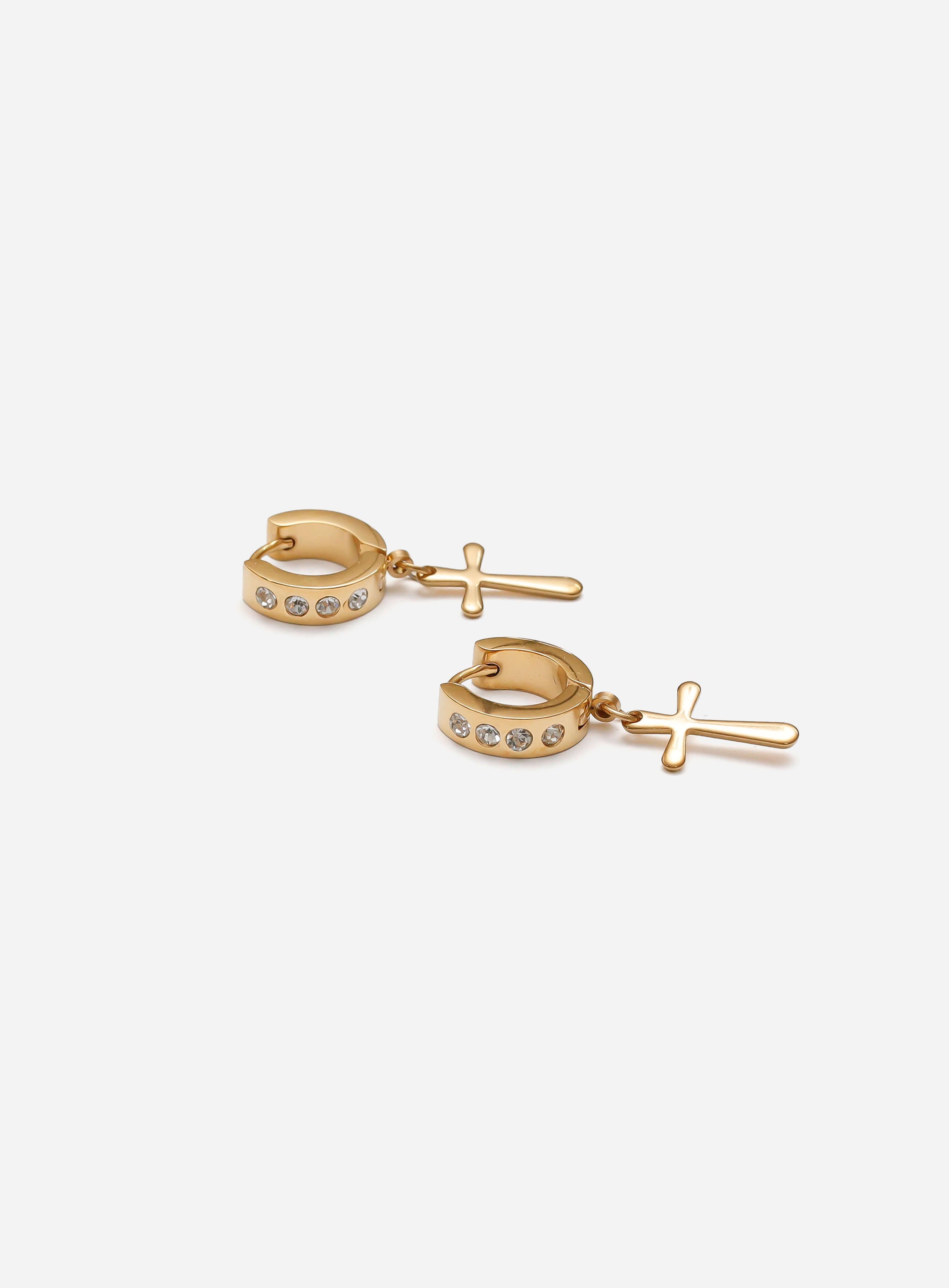 GD Egyptian Icy Hoop Earrings Gold Tone