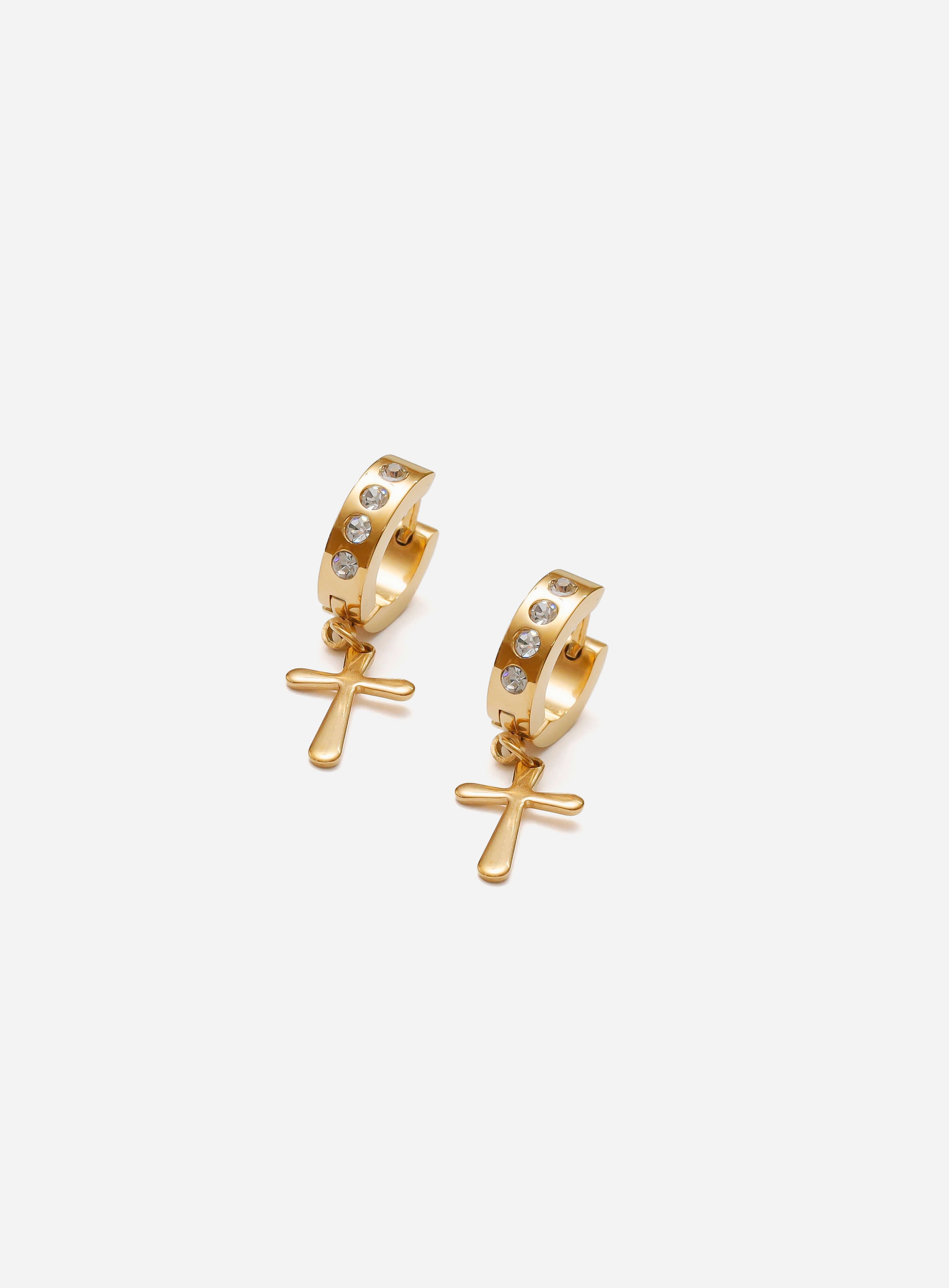 GD Egyptian Icy Hoop Earrings Gold Tone