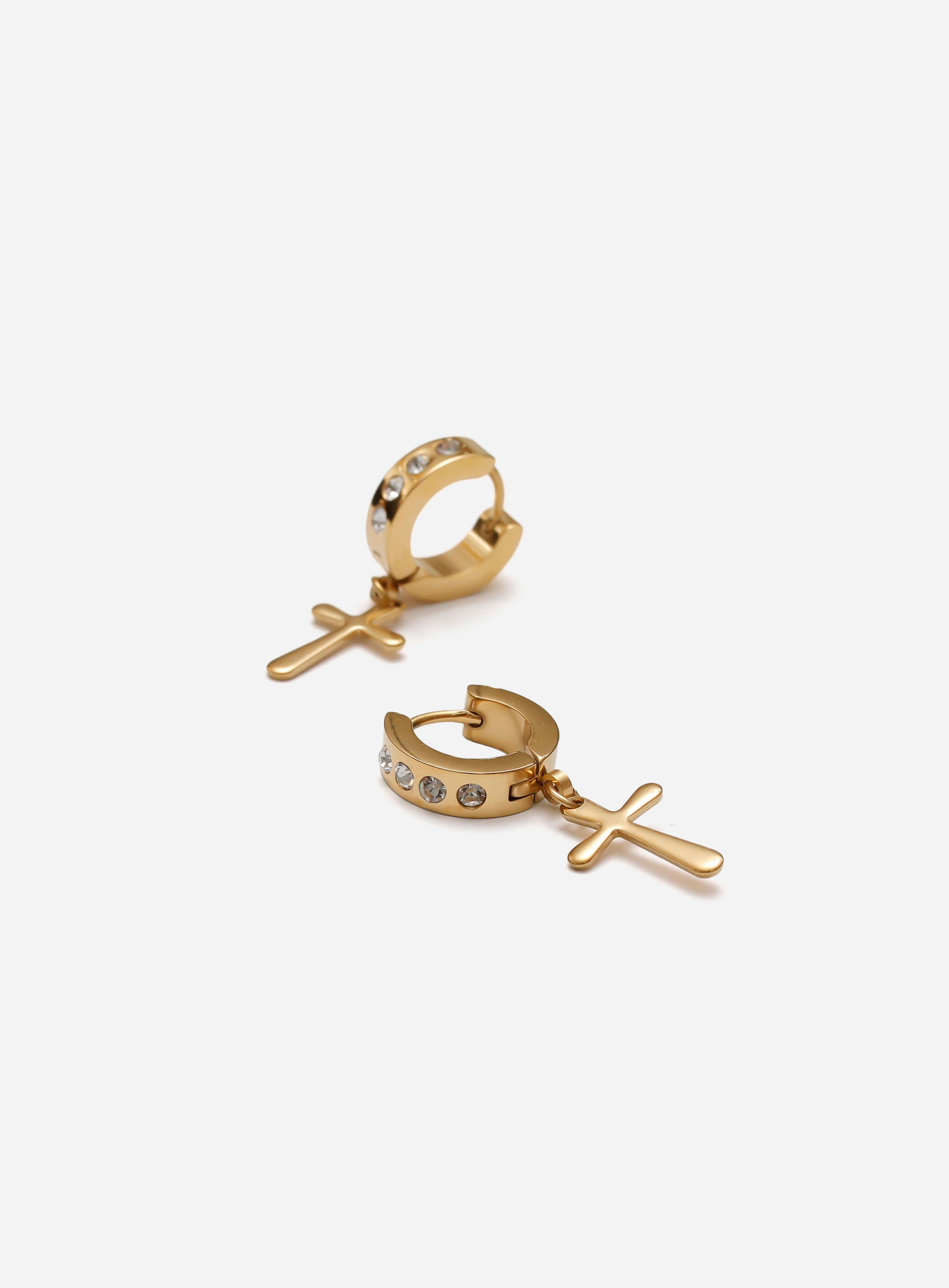 GD Egyptian Icy Hoop Earrings Gold Tone