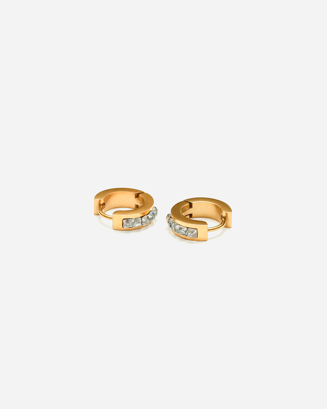 GD Diamond Pave Hoop Earrings Gold-Tone