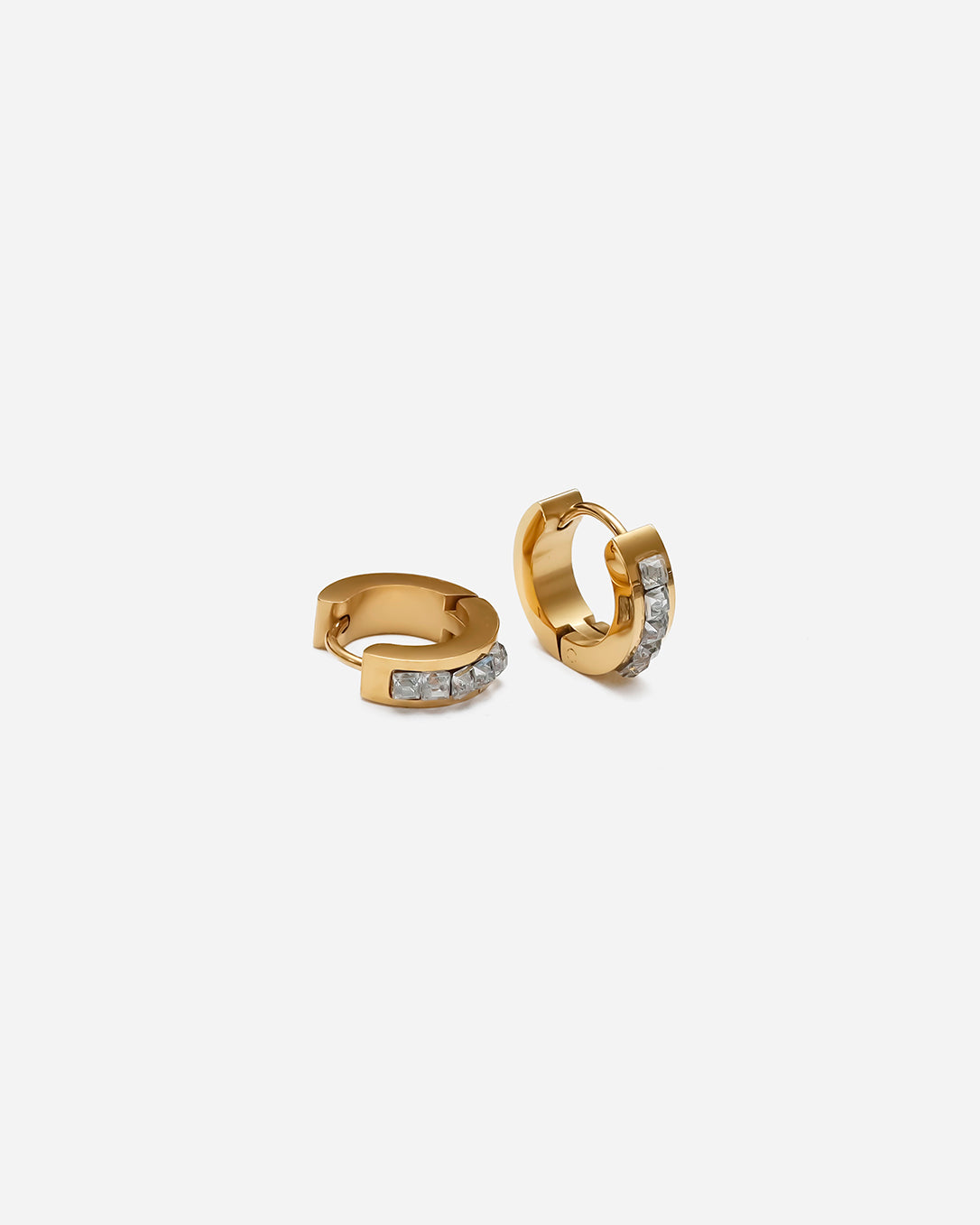 GD Diamond Pave Hoop Earrings Gold-Tone