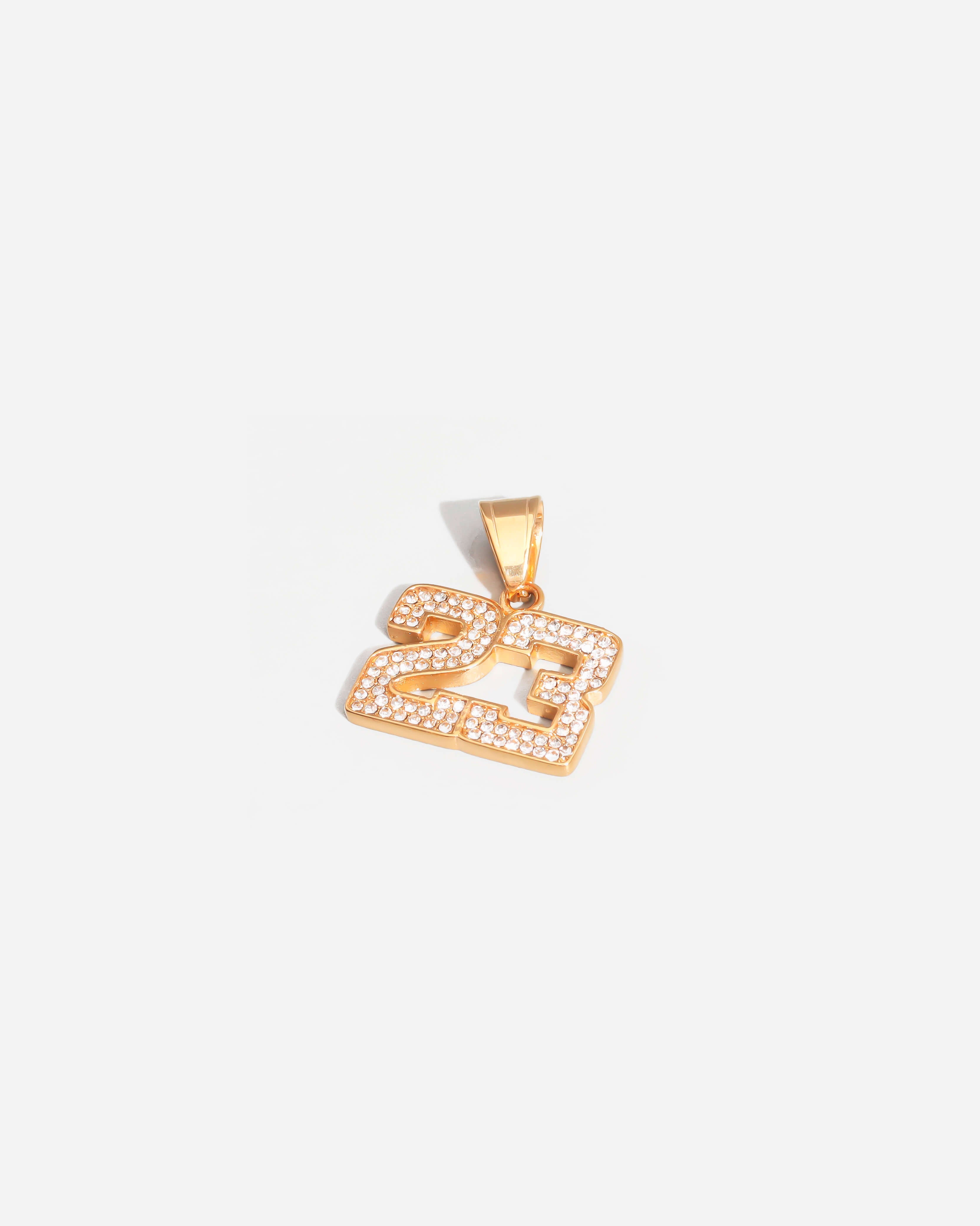 Number 23 Michael Jordan Iced Pendant Gold Tone