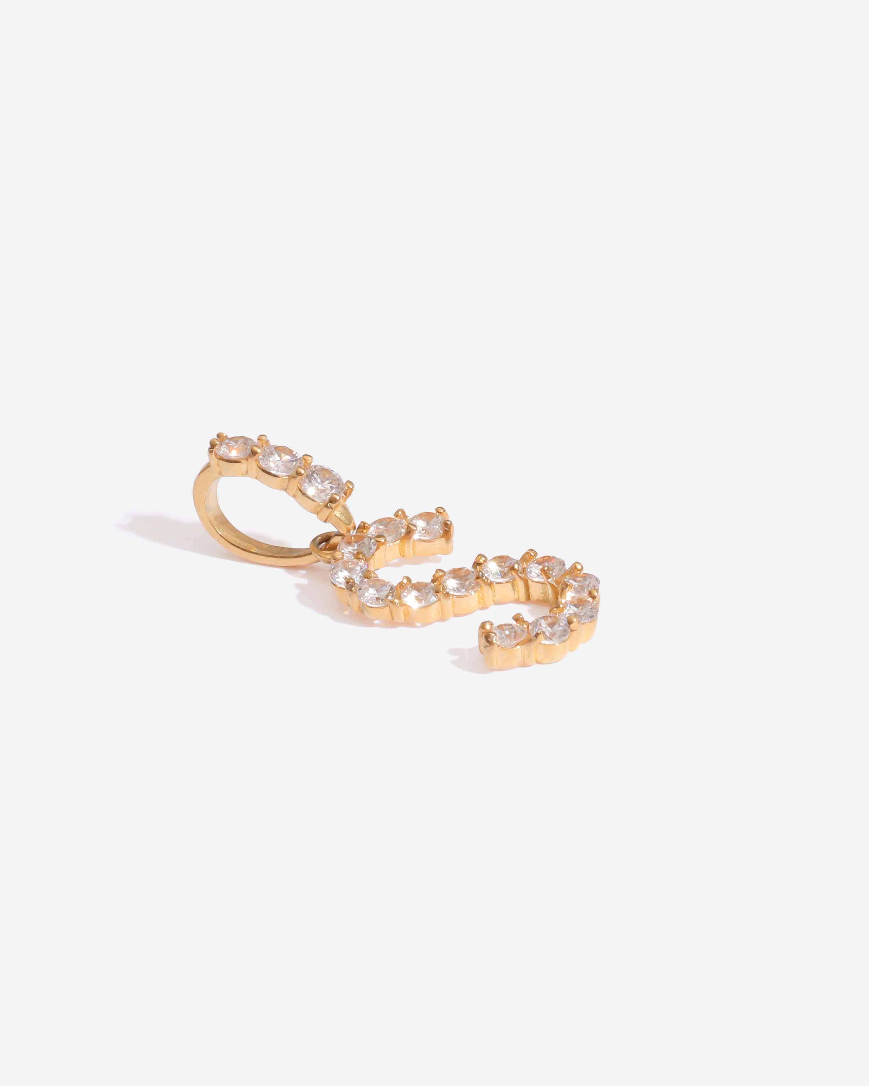 Zirconia Initial S Copper Pendant Gold Tone