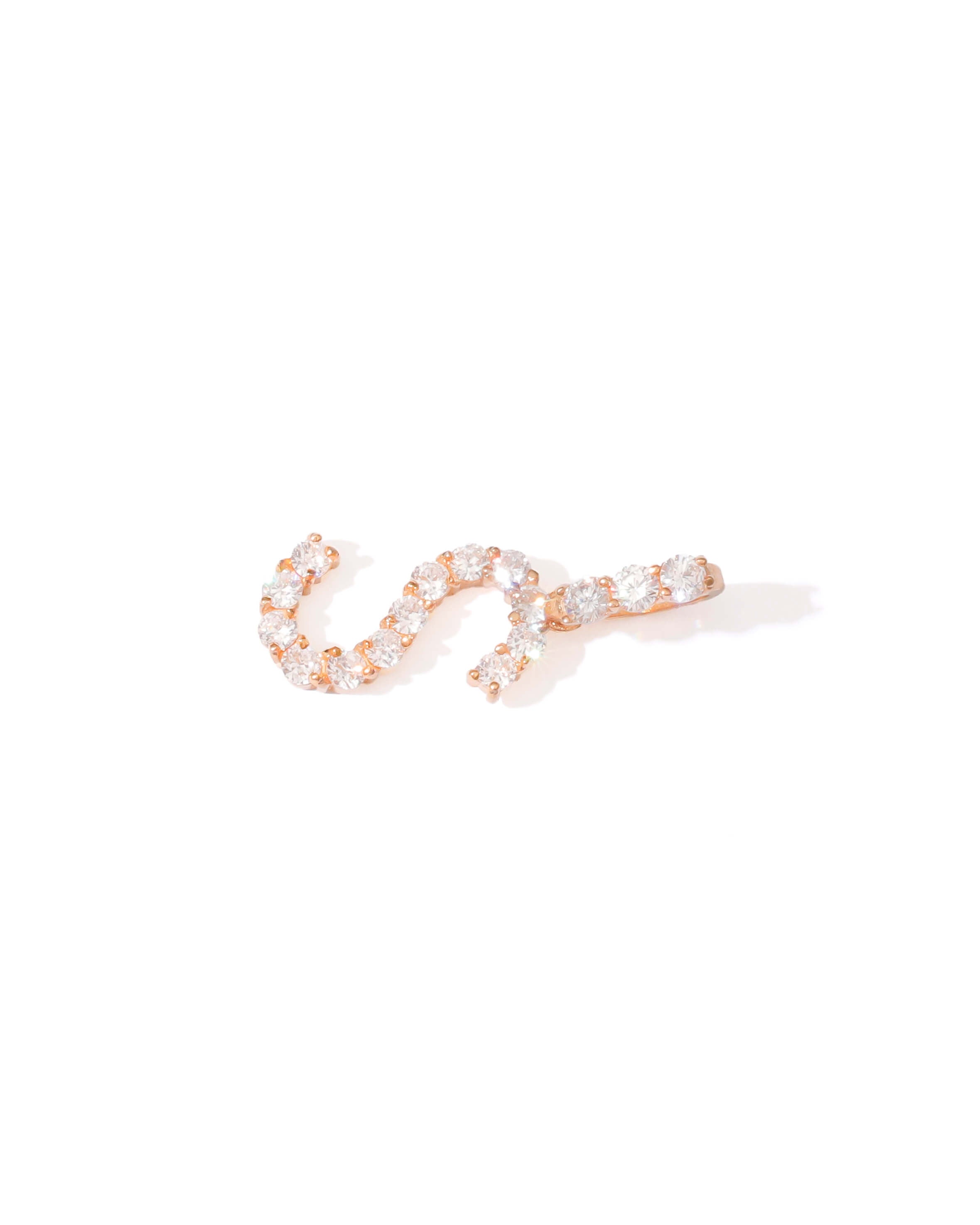 Zirconia Initial S Copper Pendant Gold Tone