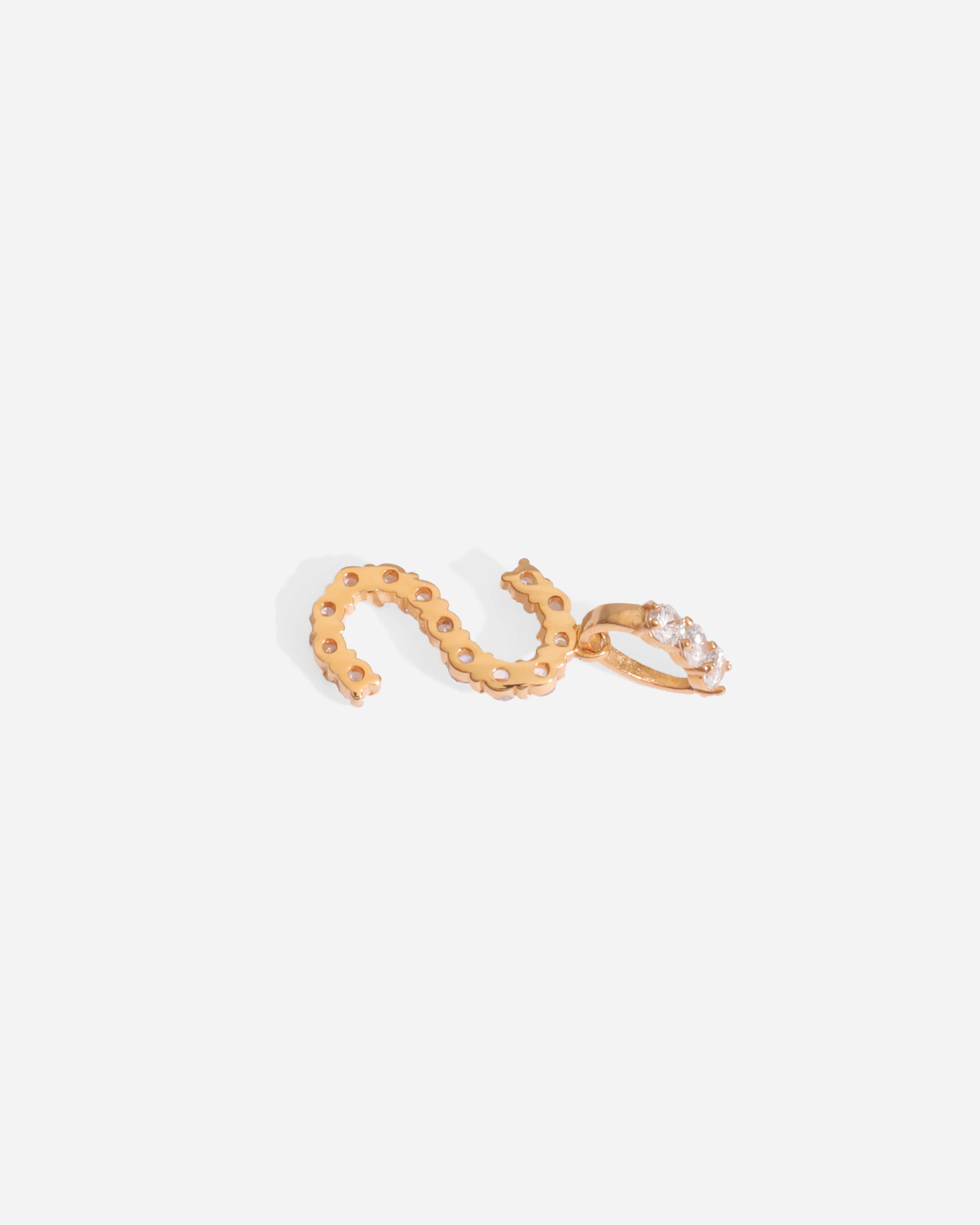 Zirconia Initial S Copper Pendant Gold Tone