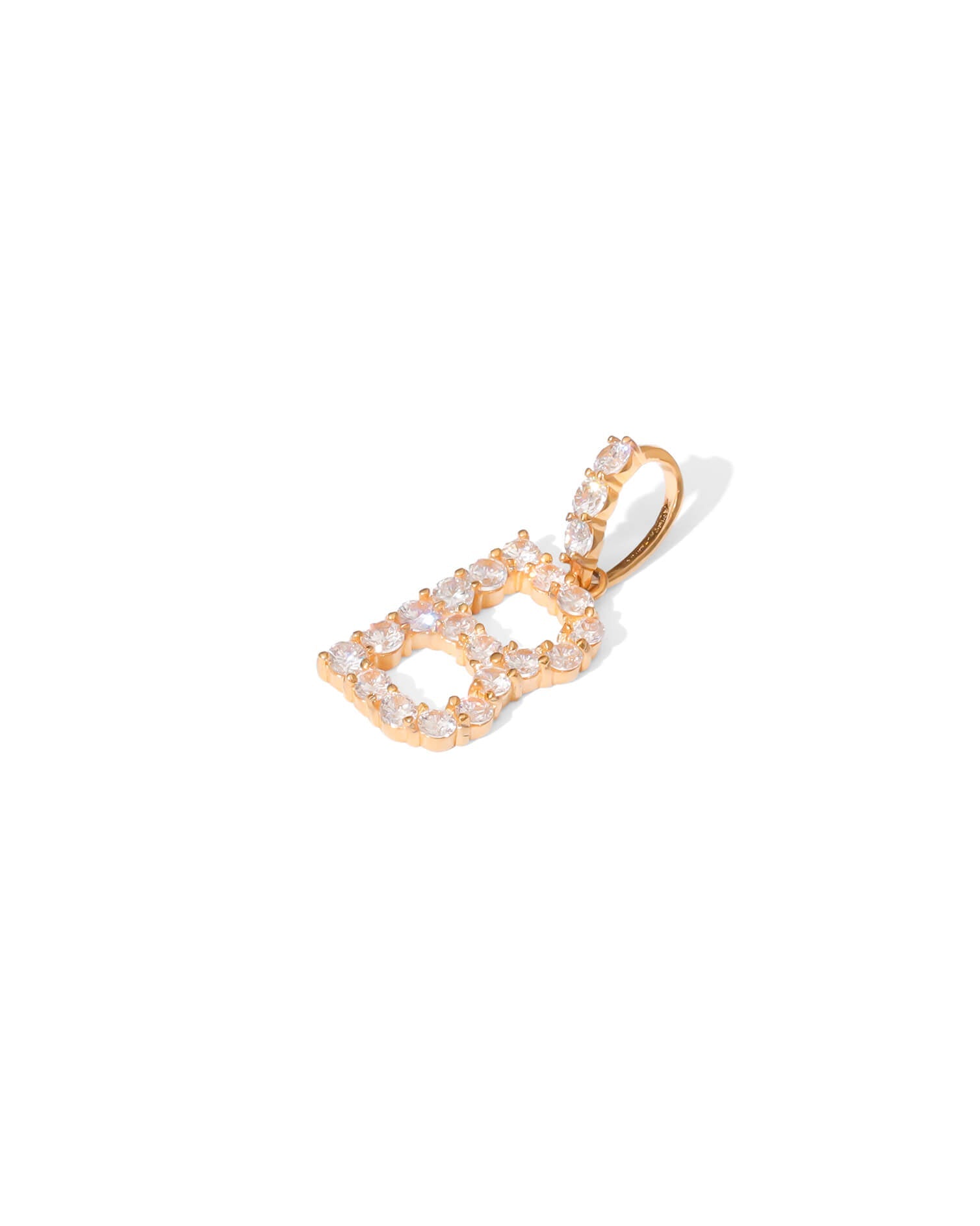 Zirconia Initial B Copper Pendant Gold Tone