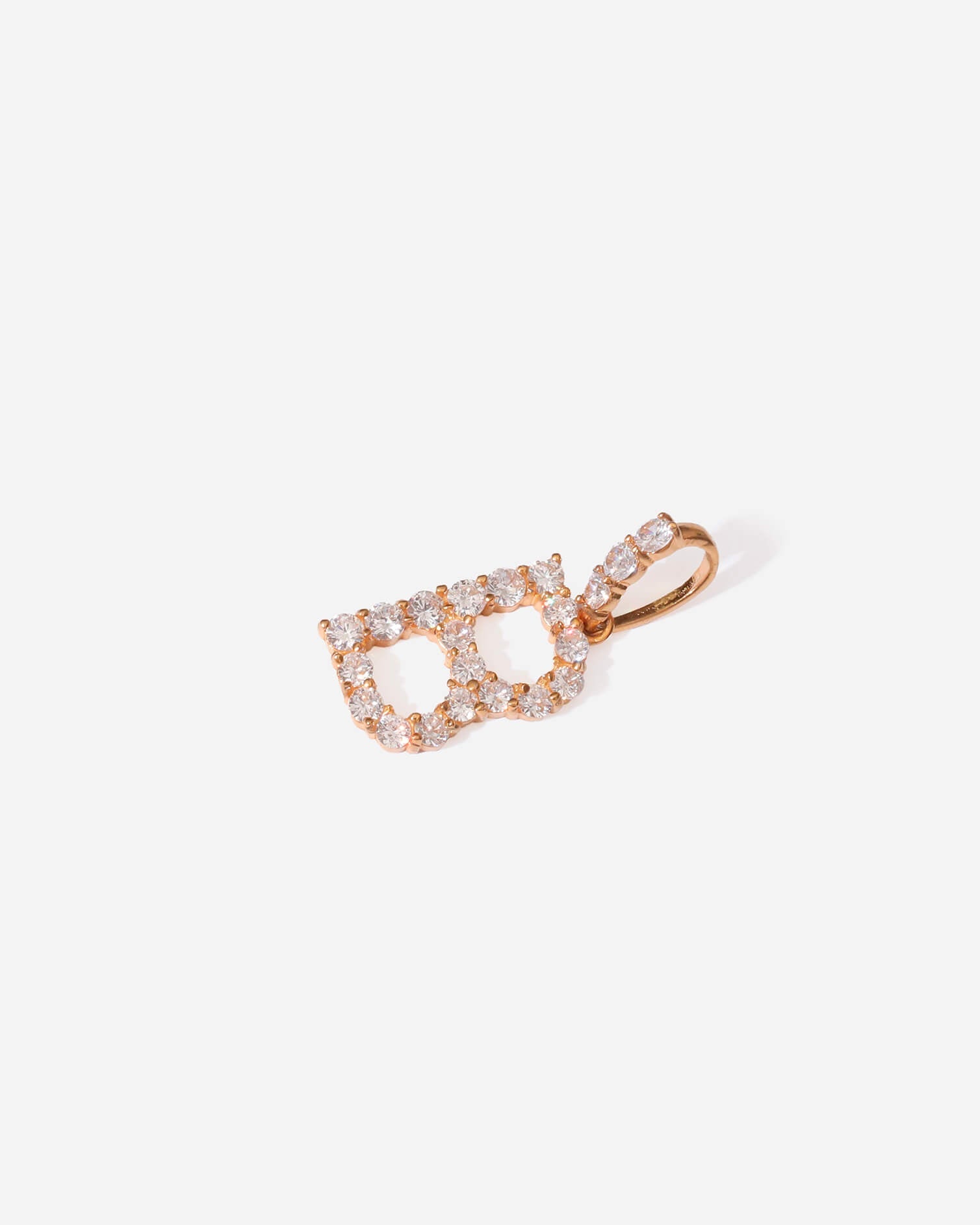Zirconia Initial B Copper Pendant Gold Tone