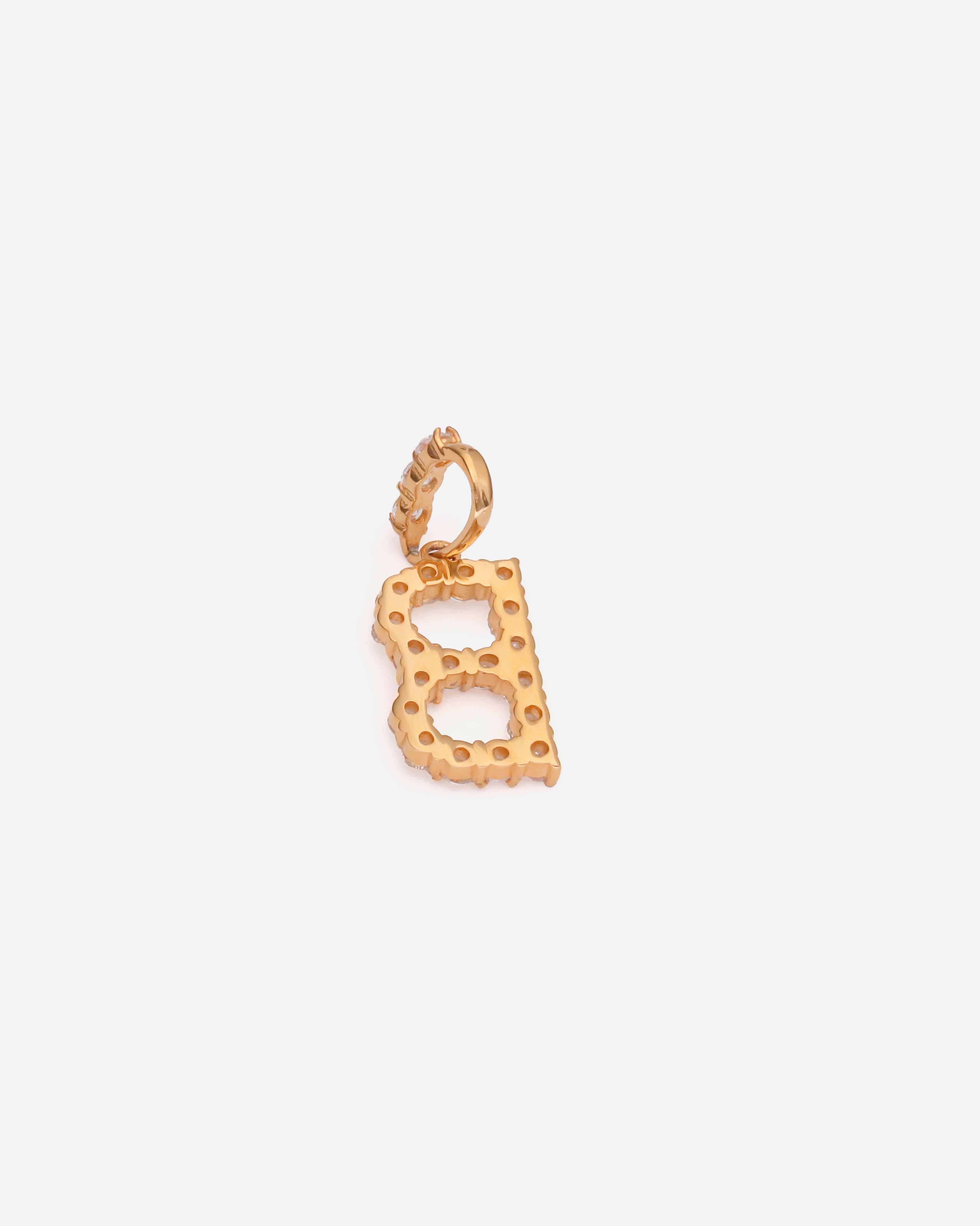 Zirconia Initial B Copper Pendant Gold Tone