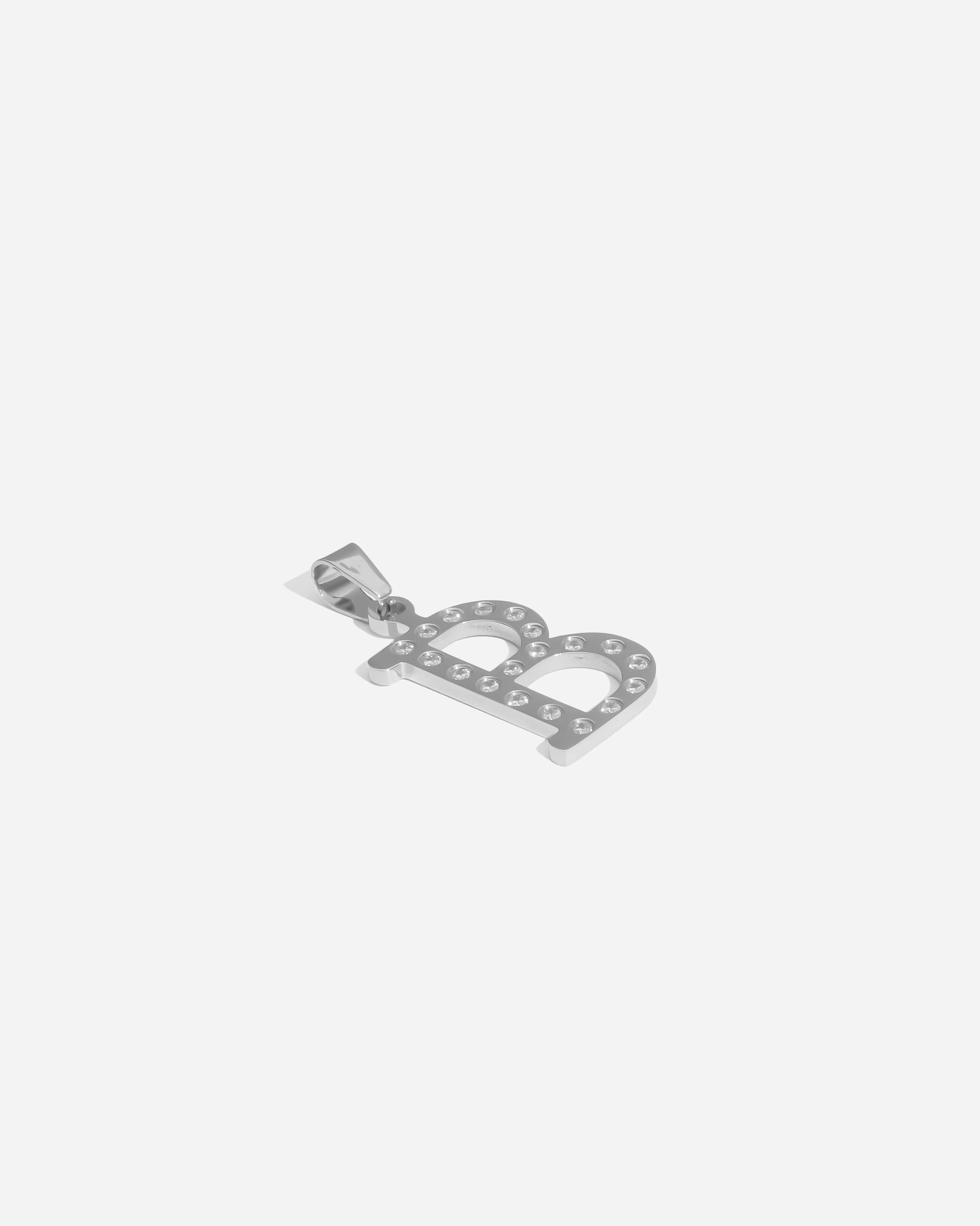 Initial B Cubic Zirconia Silver Tone