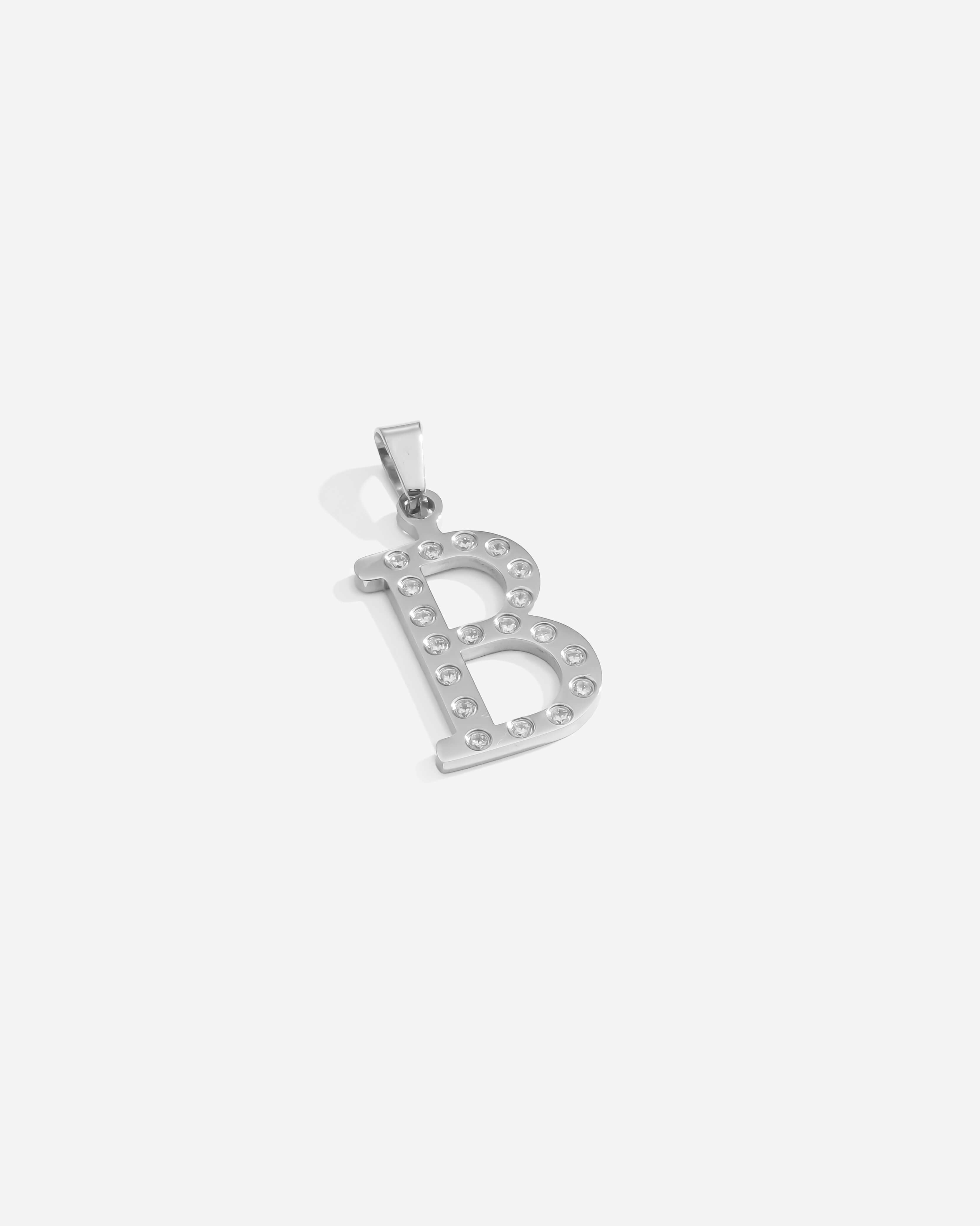 Initial B Cubic Zirconia Silver Tone