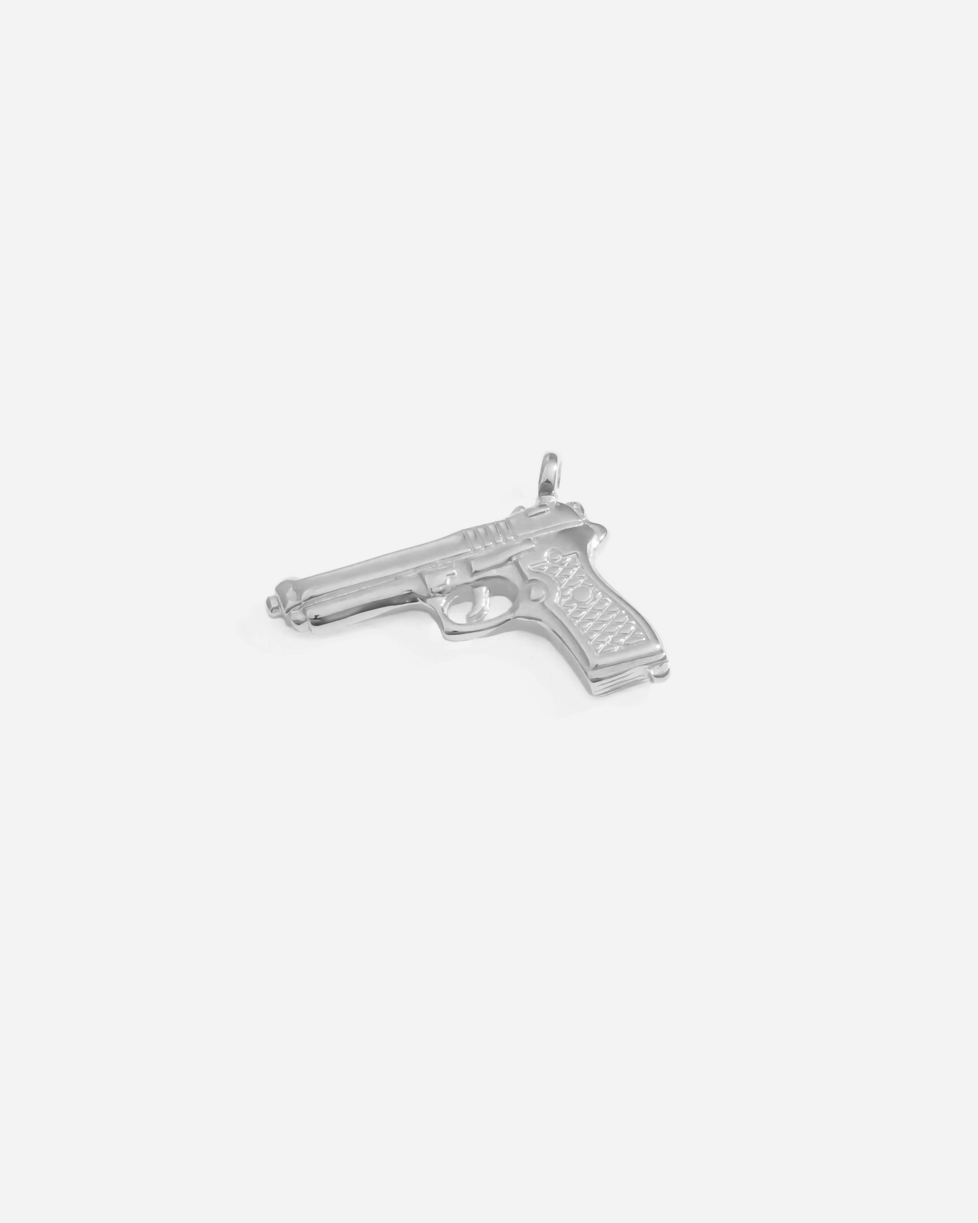 Mini Pistol Gun Pendant Silver Plated