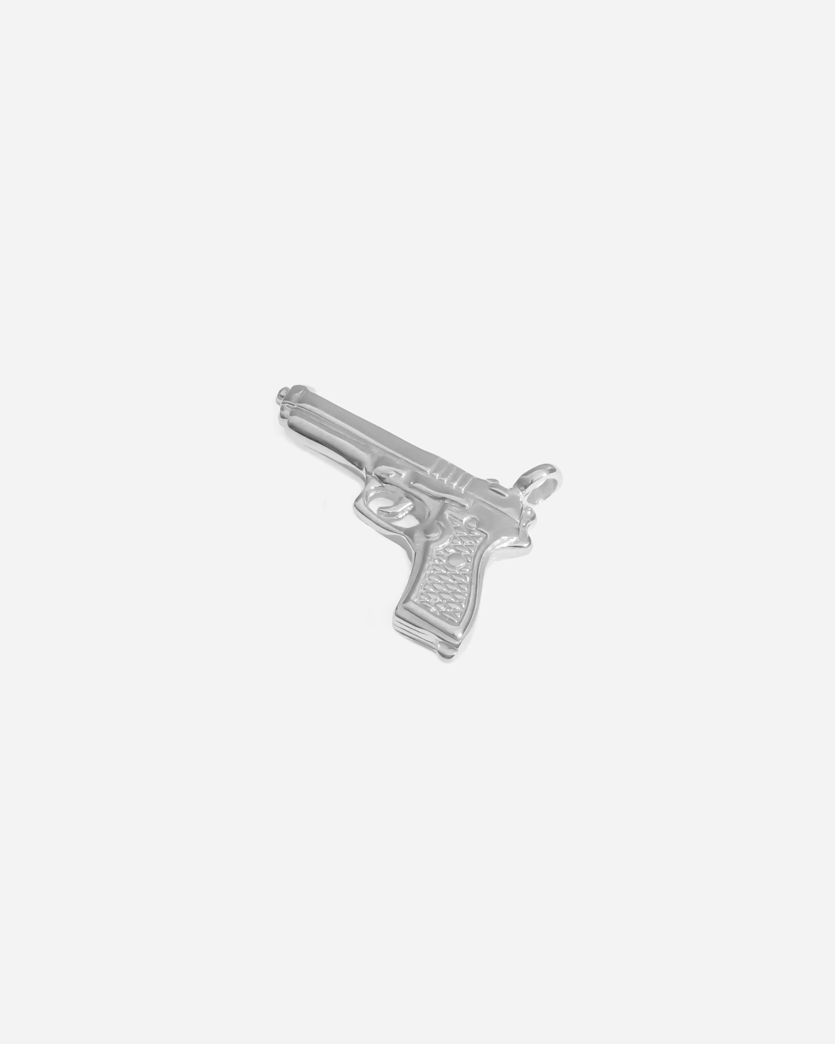 Mini Pistol Gun Pendant Silver Plated