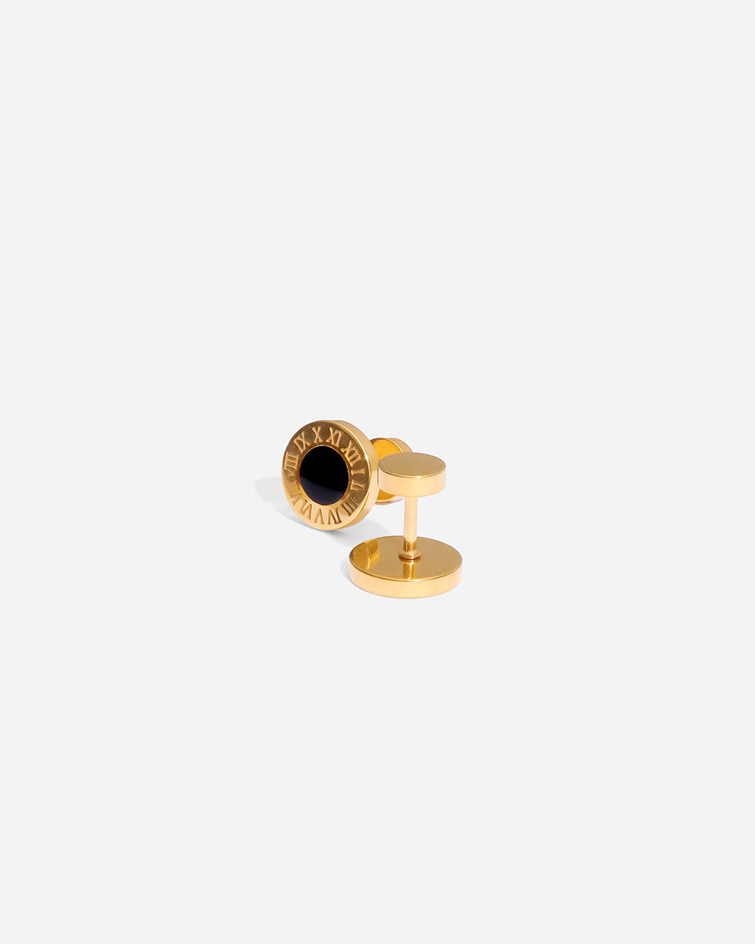 Roman Round Stud Earrings 8mm Gold Tone