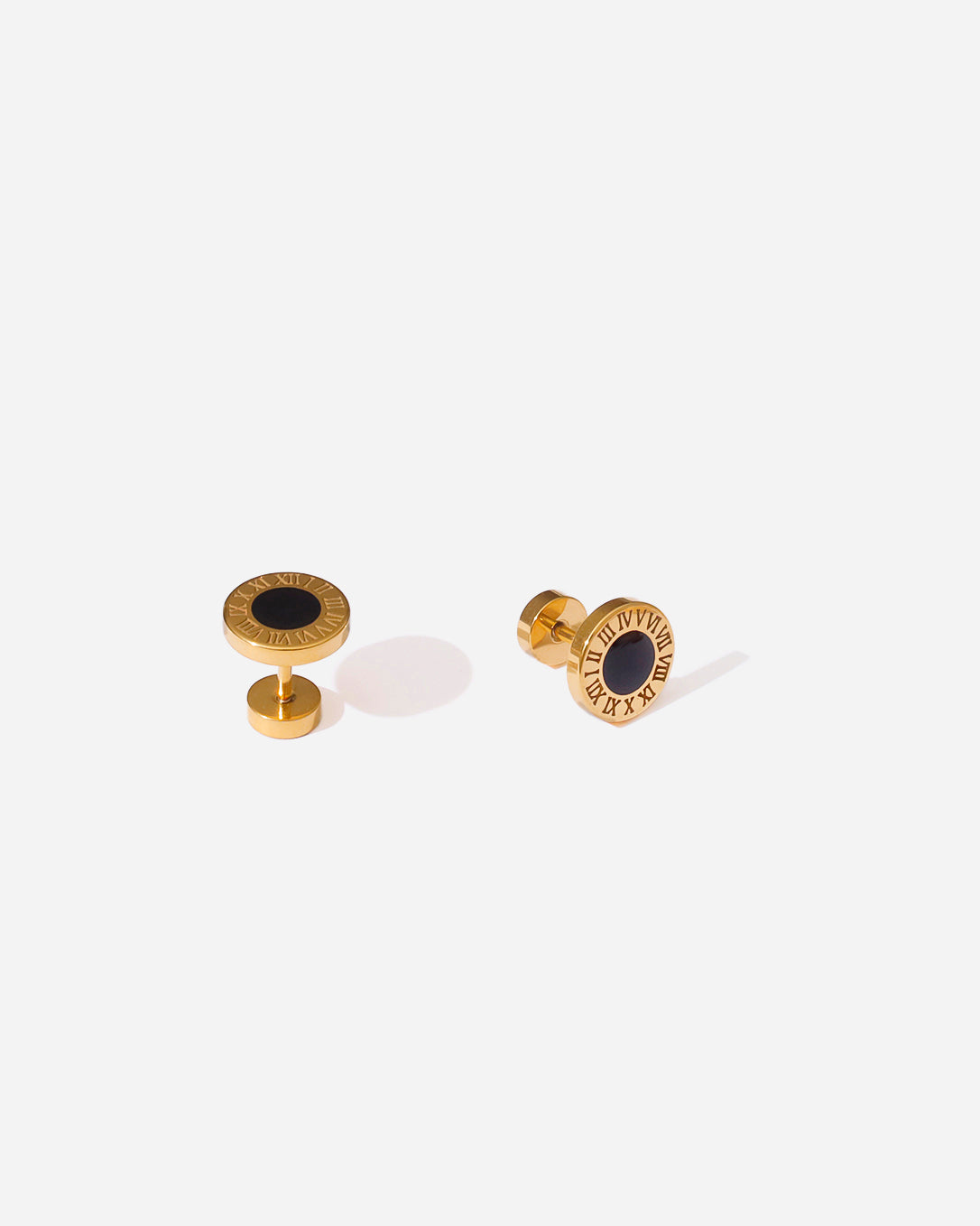 Roman Round Stud Earrings 8mm Gold Tone