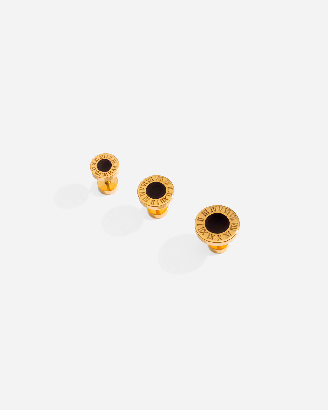 Roman Round Stud Earrings 8mm Gold Tone