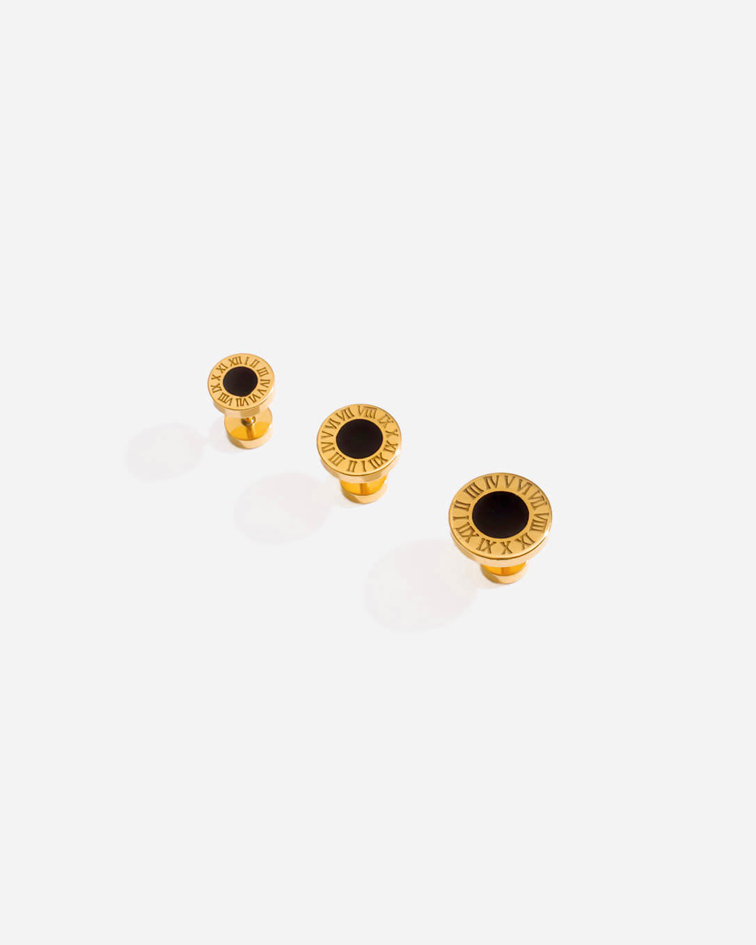 Roman Round Stud Earrings 10mm Gold Tone
