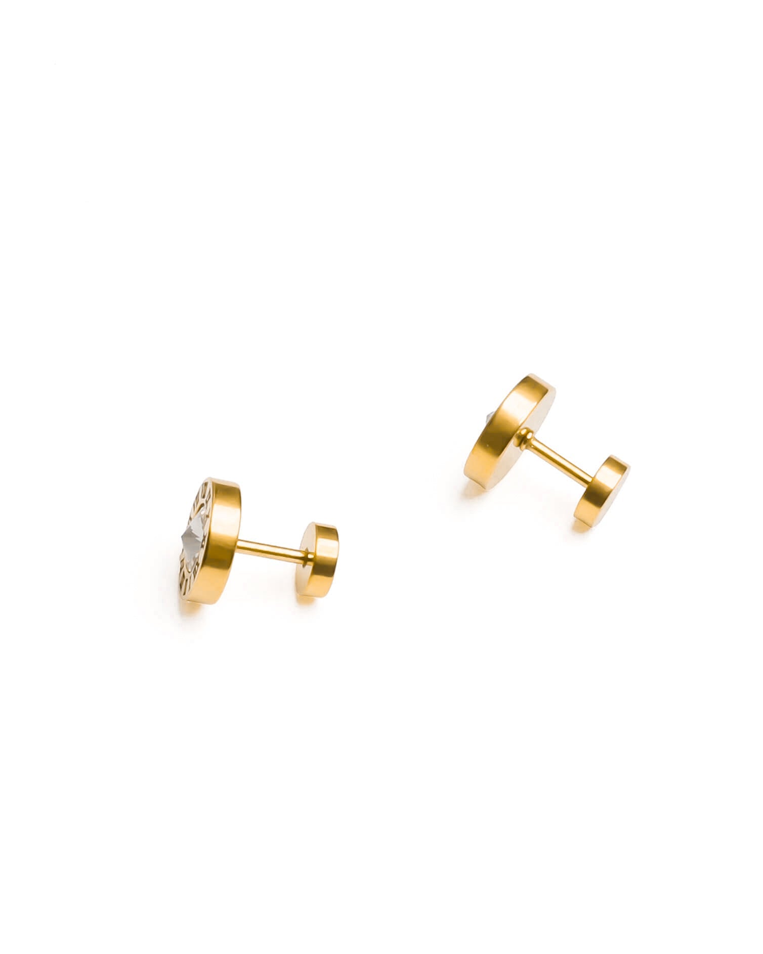 Roman Round Stud Earrings 10mm Gold Tone