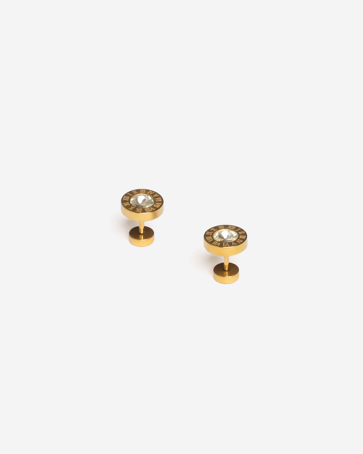 Roman Round Stud Earrings 10mm Gold Tone