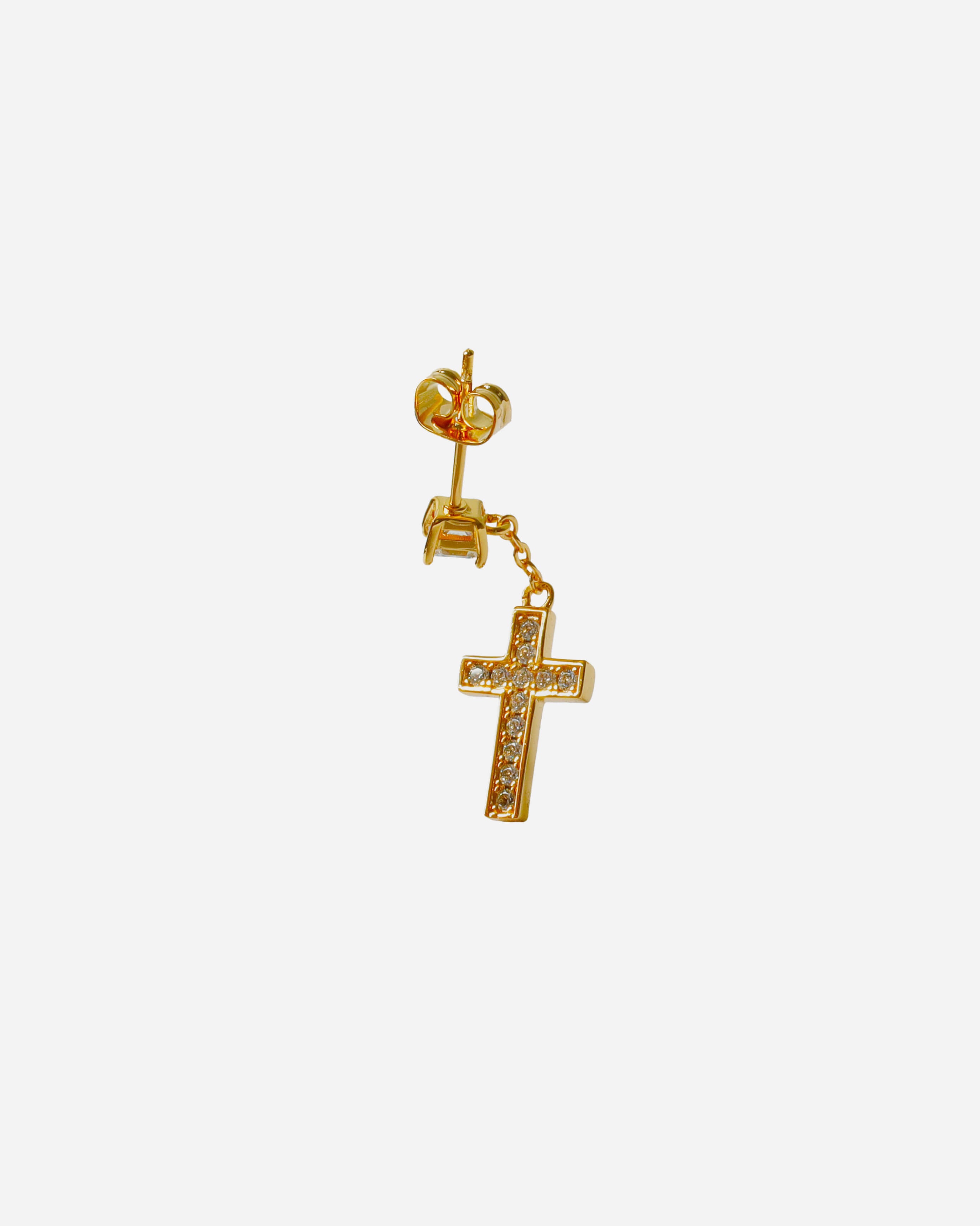 GD Elegant Dangling Iced Cross Earrings