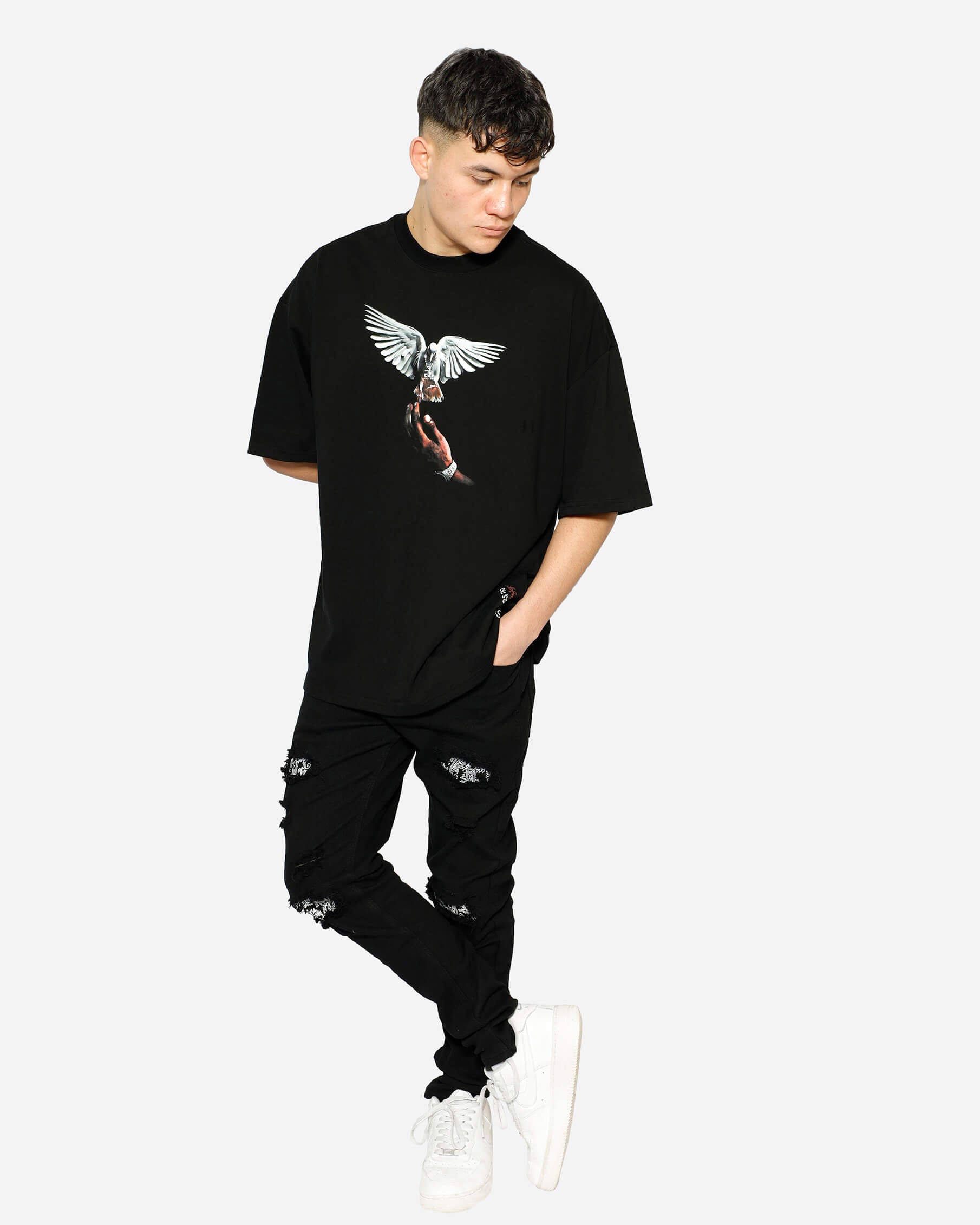 GD Pigeon Black Oversized T-Shirt