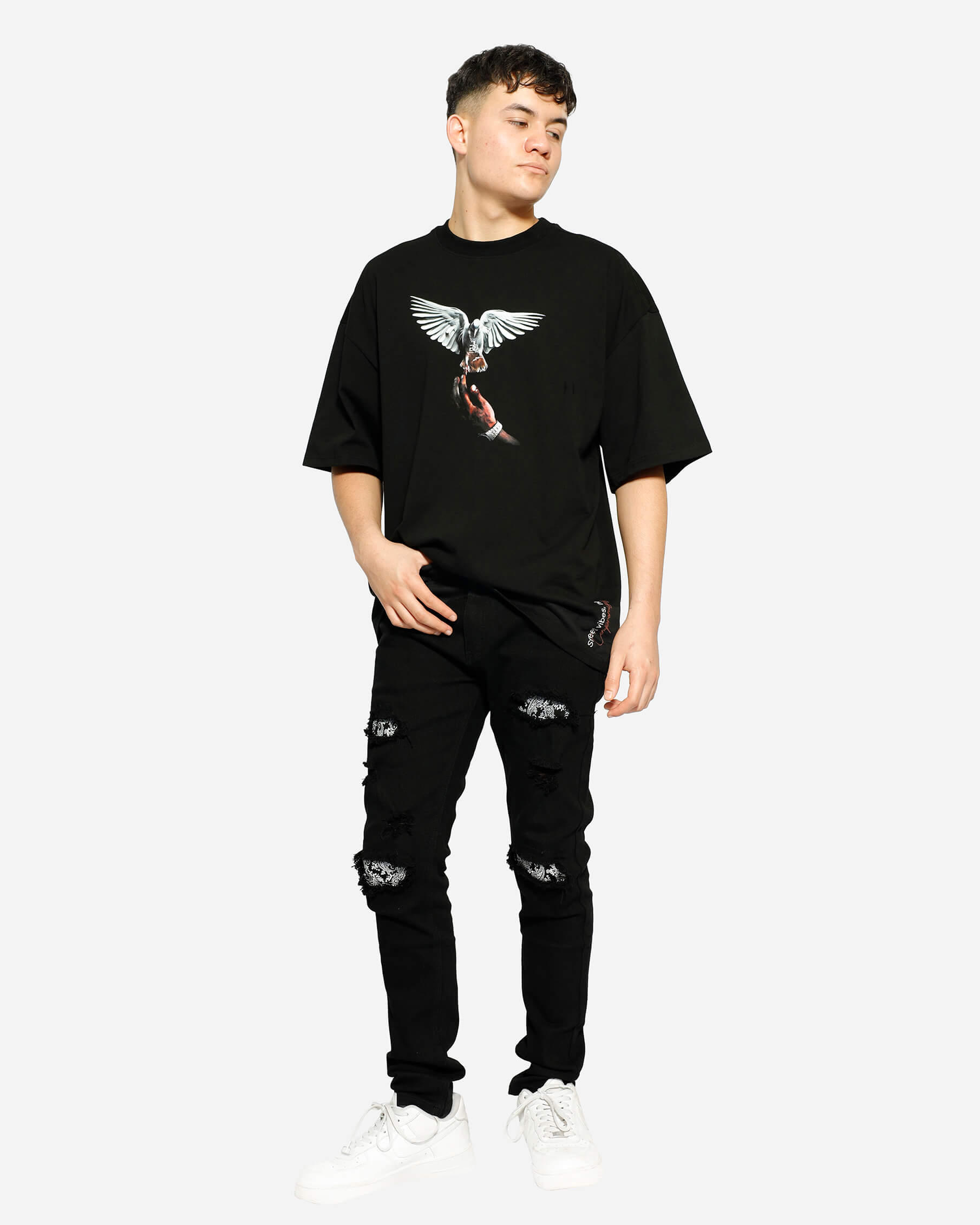 GD Pigeon Black Oversized T-Shirt