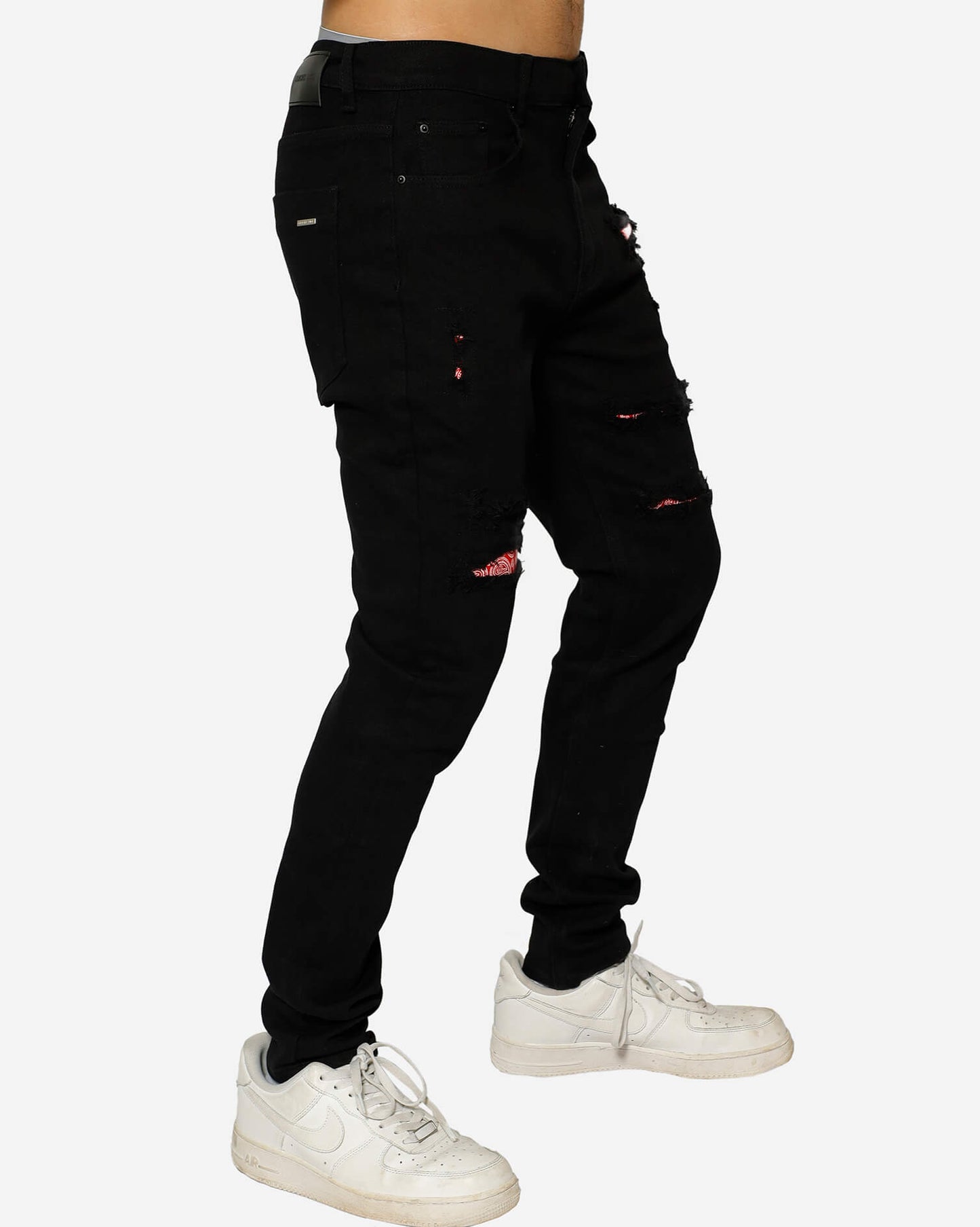 GD Black Denim Ripped Paisley Jeans