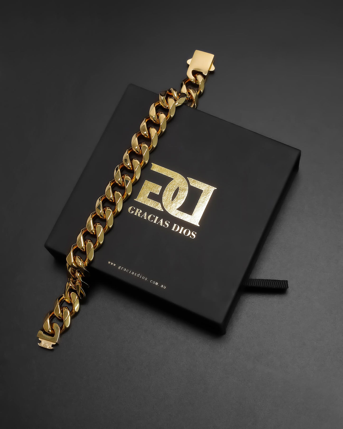 GD Cuban Bracelet 9mm x 7 Inch 22k Gold Plated