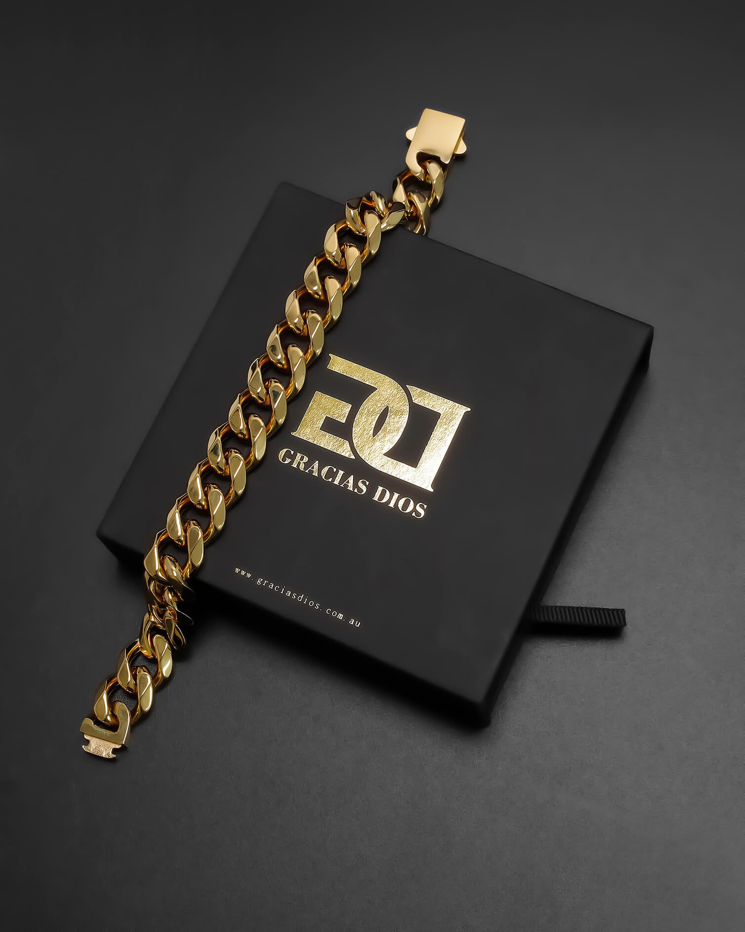 GD Cuban Bracelet 9mm x 7Inch 22k Gold Plated