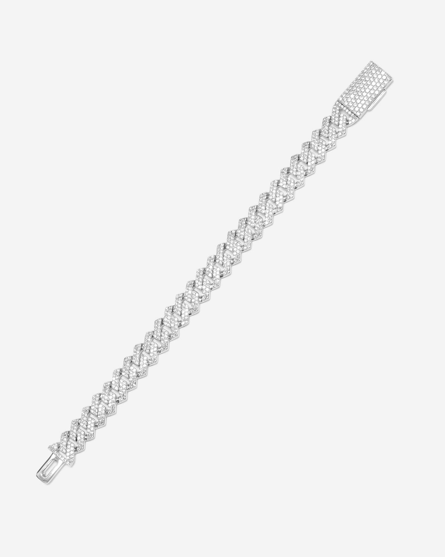 GD Ice Cubic Zirconia 13mm Bracelet White Gold Plated