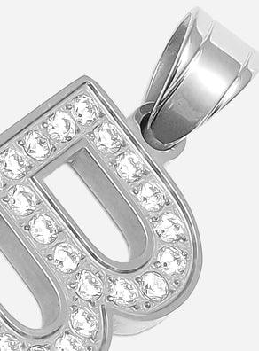 Gracias Dios Diamond Silver Letter B Pendant - Challenger Streetwear