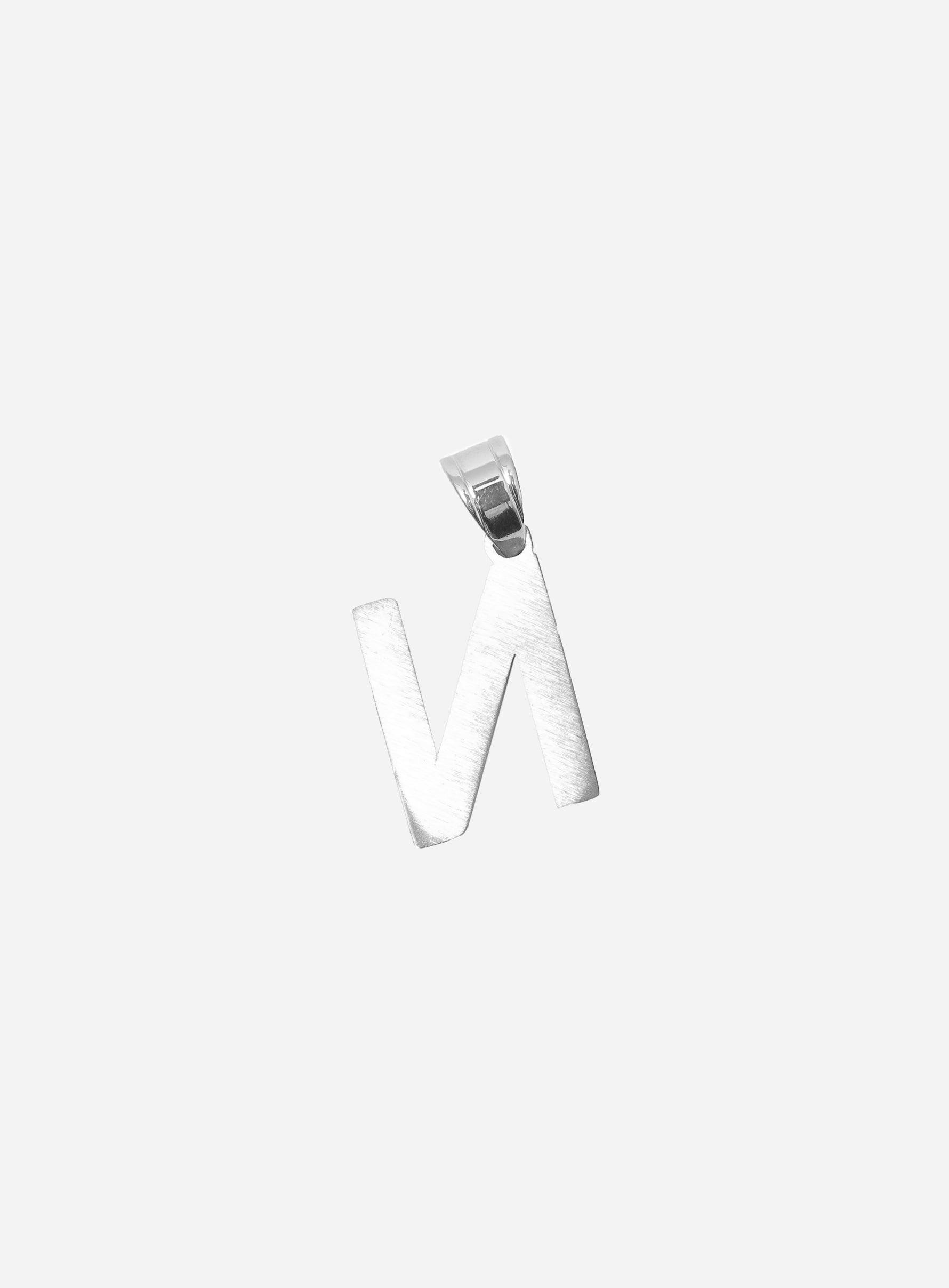 Gracias Dios Diamond Silver Letter N Pendant - Challenger Streetwear
