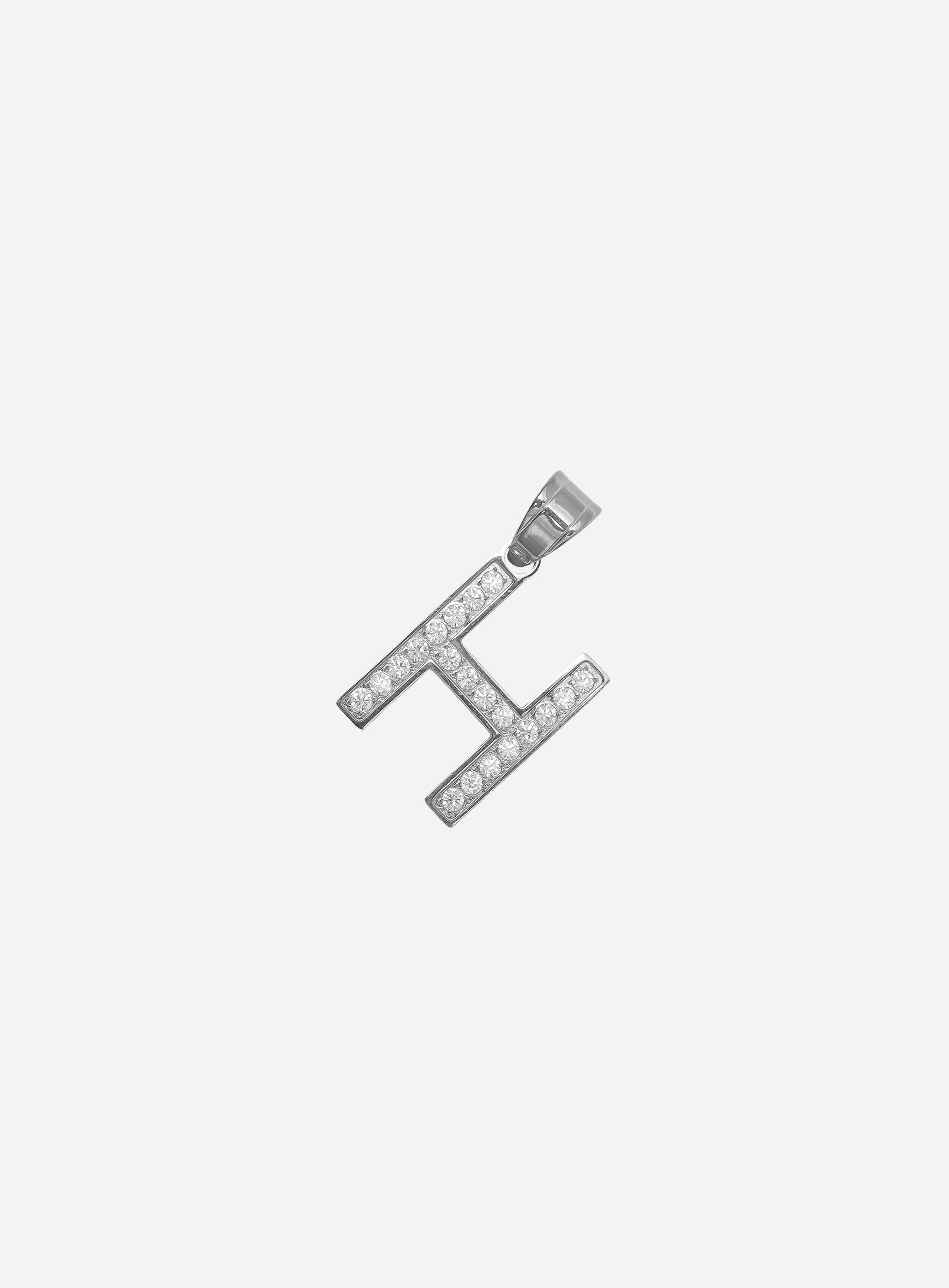 Gracias Dios Diamond Silver Letter H Pendant - Challenger Streetwear