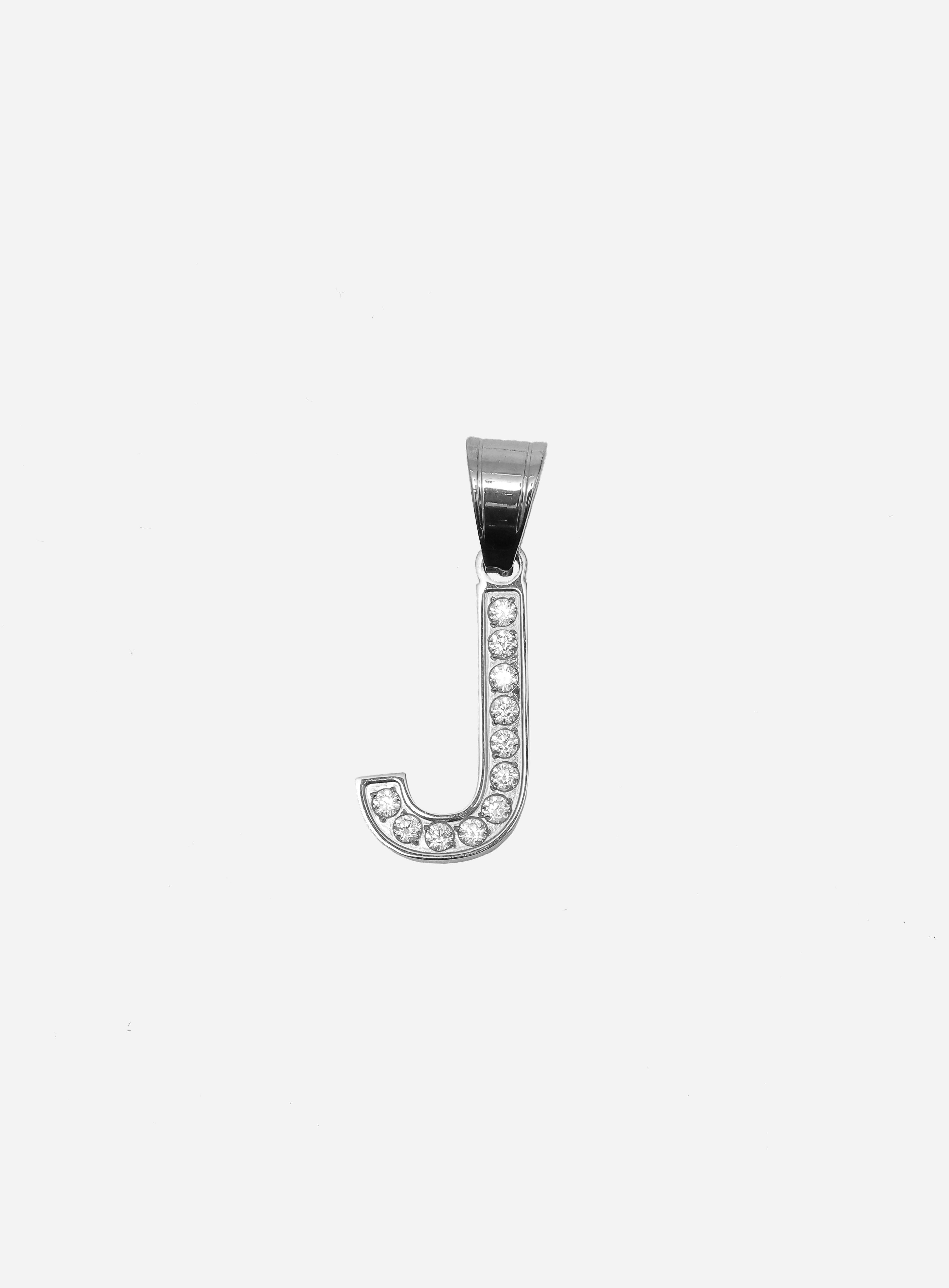 Gracias Dios Diamond Silver Letter J Pendant - Challenger Streetwear
