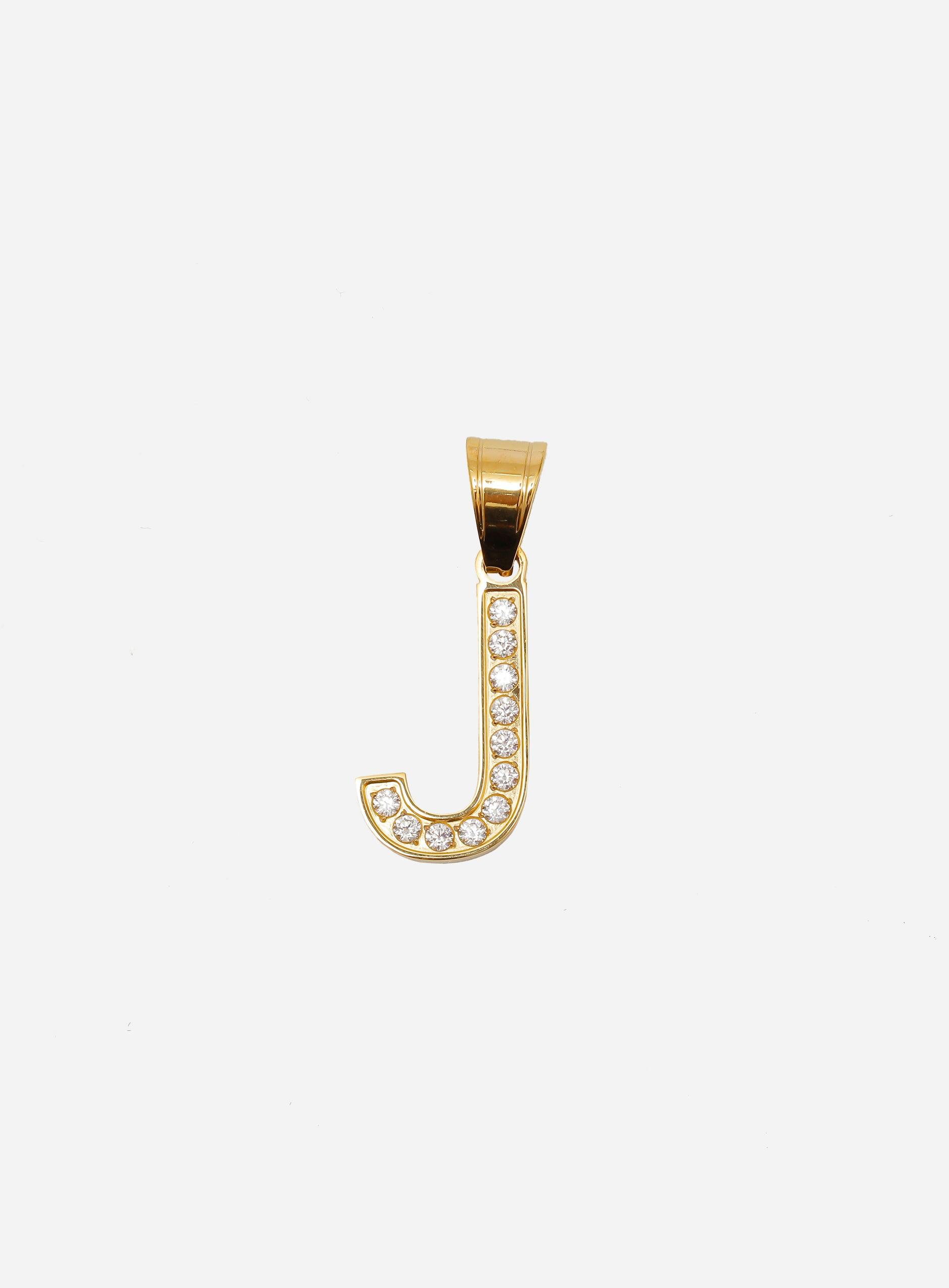 Gracias Dios Diamond Gold Letter J Pendant - Challenger Streetwear