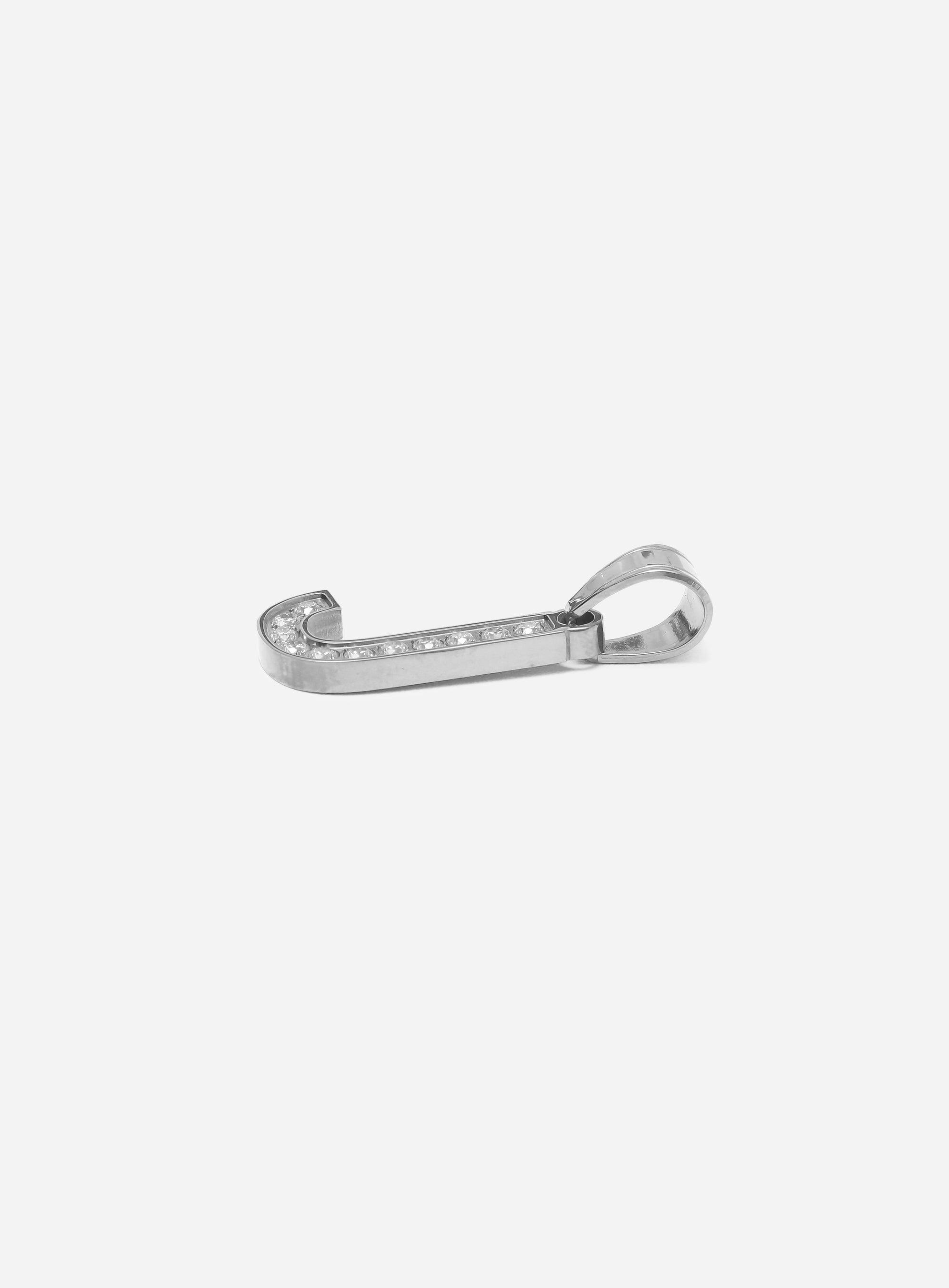 Gracias Dios Diamond Silver Letter J Pendant - Challenger Streetwear