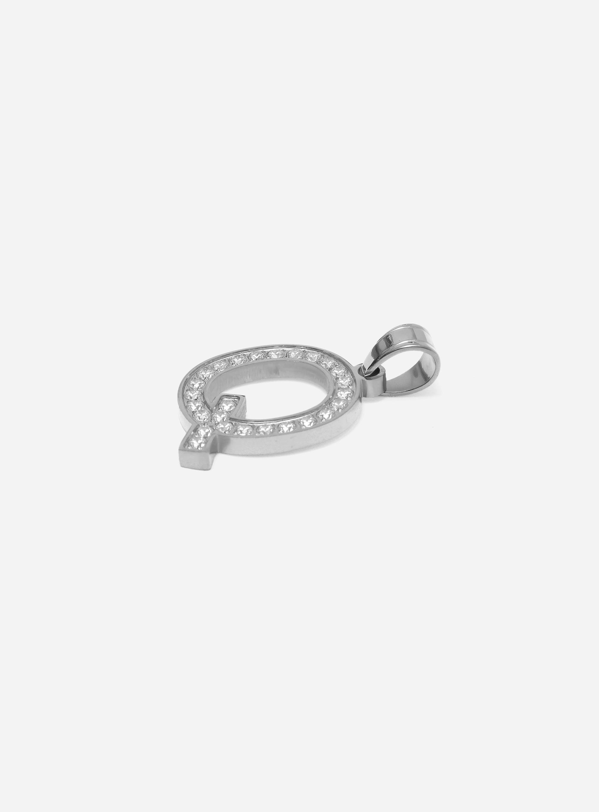 Gracias Dios Diamond Silver Letter Q Pendant - Challenger Streetwear