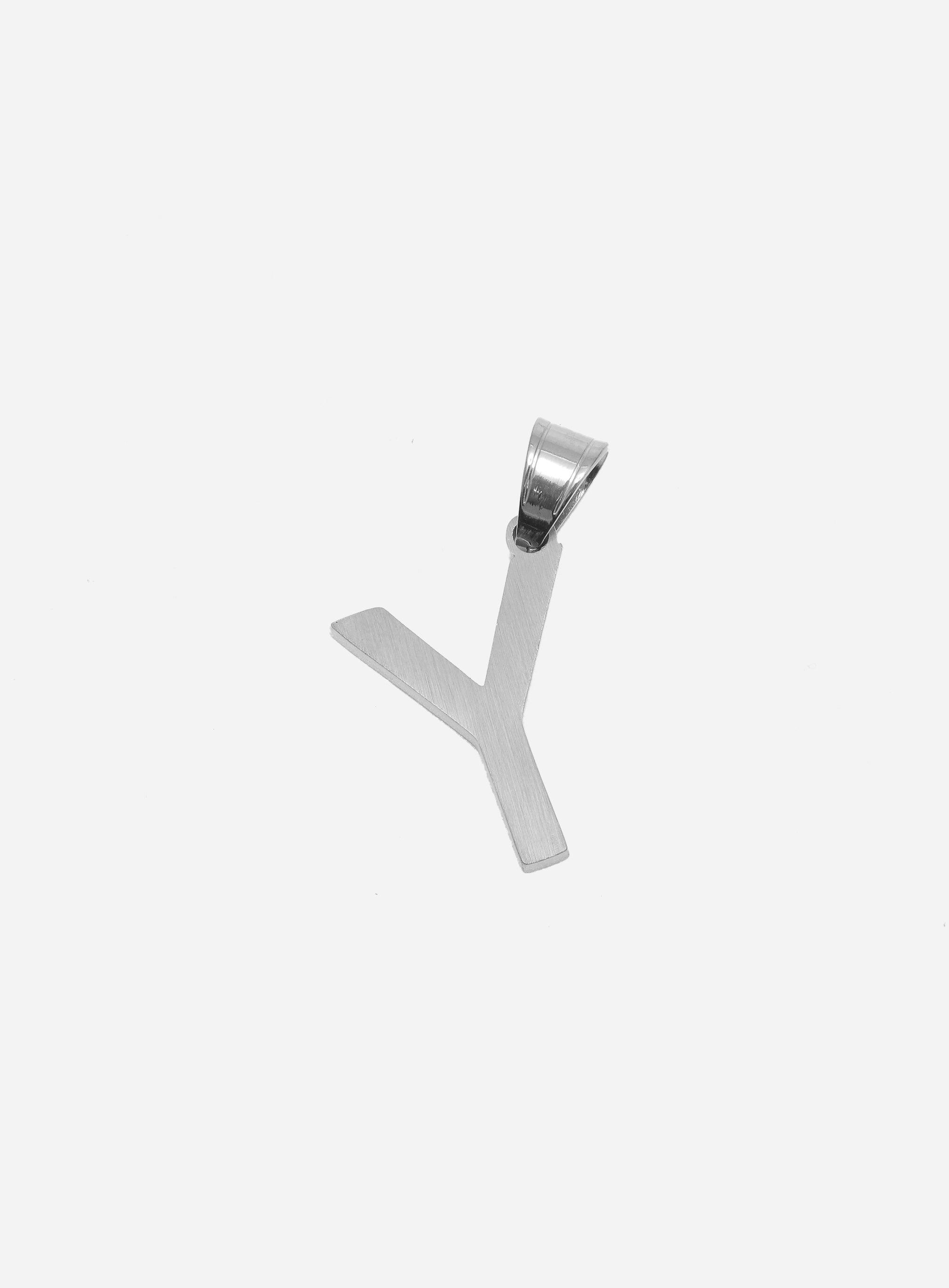 Gracias Dios Diamond Silver Letter Y Pendant - Challenger Streetwear