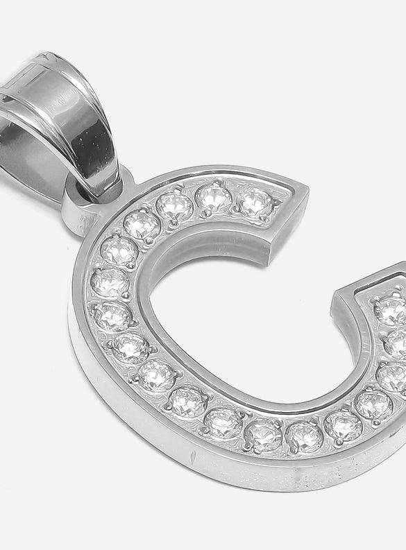Gracias Dios Diamond Silver Letter C Pendant - Challenger Streetwear