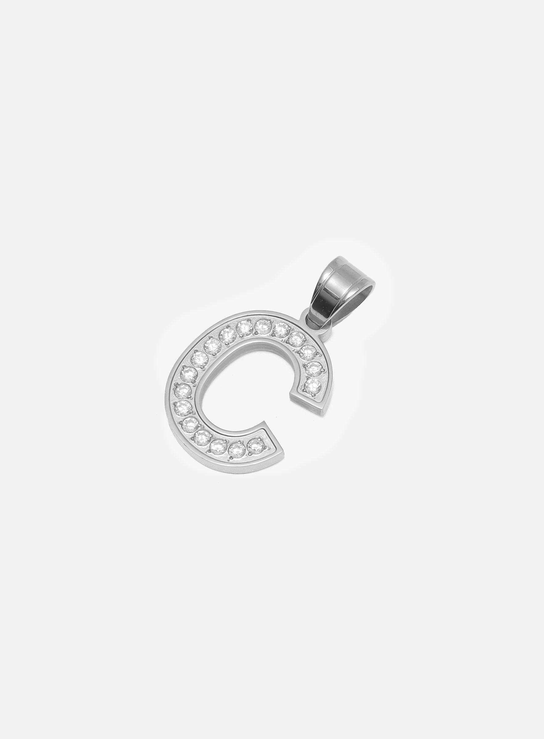 Gracias Dios Diamond Silver Letter C Pendant - Challenger Streetwear