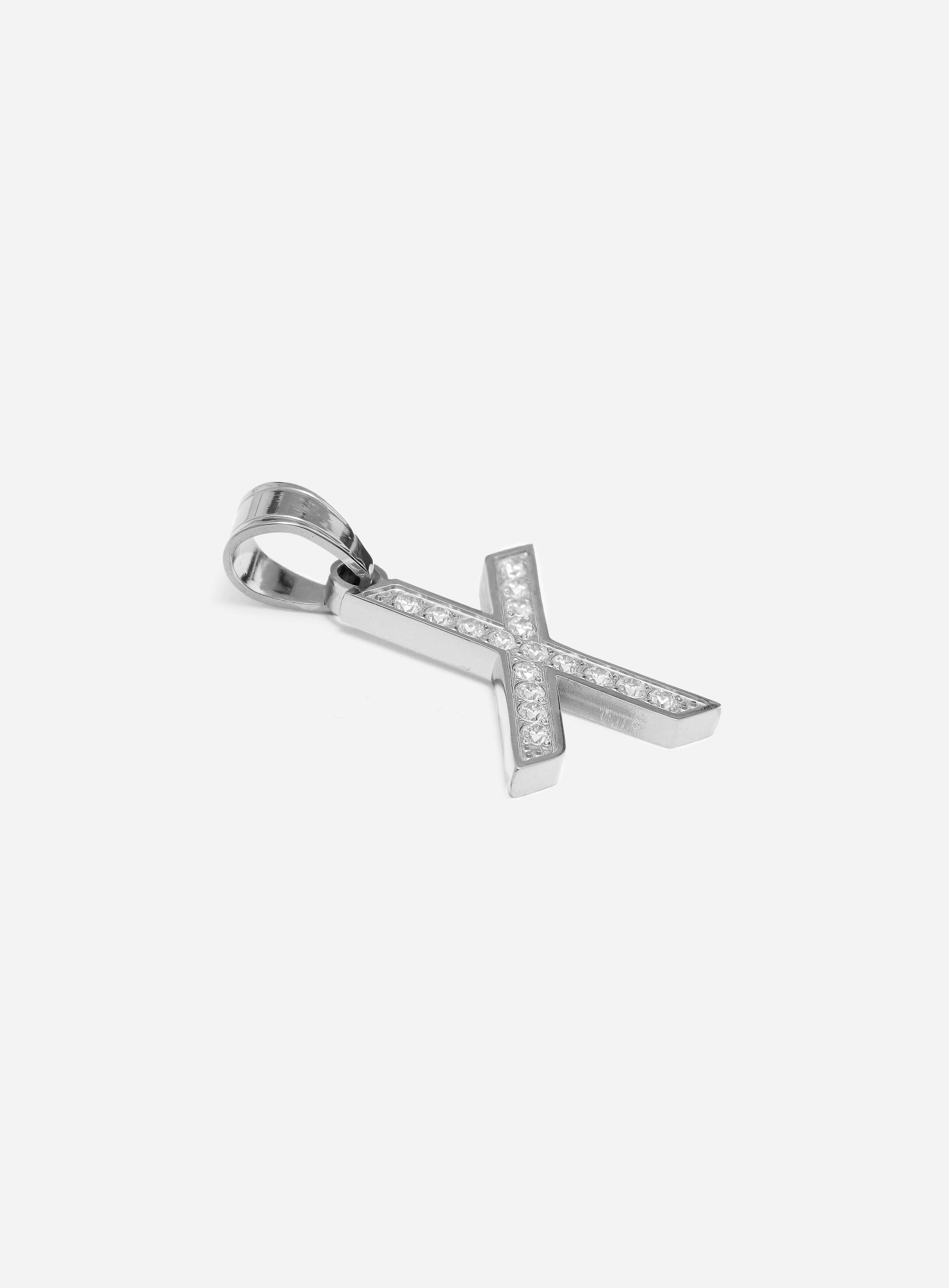 Gracias Dios Diamond Silver Letter X Pendant - Challenger Streetwear