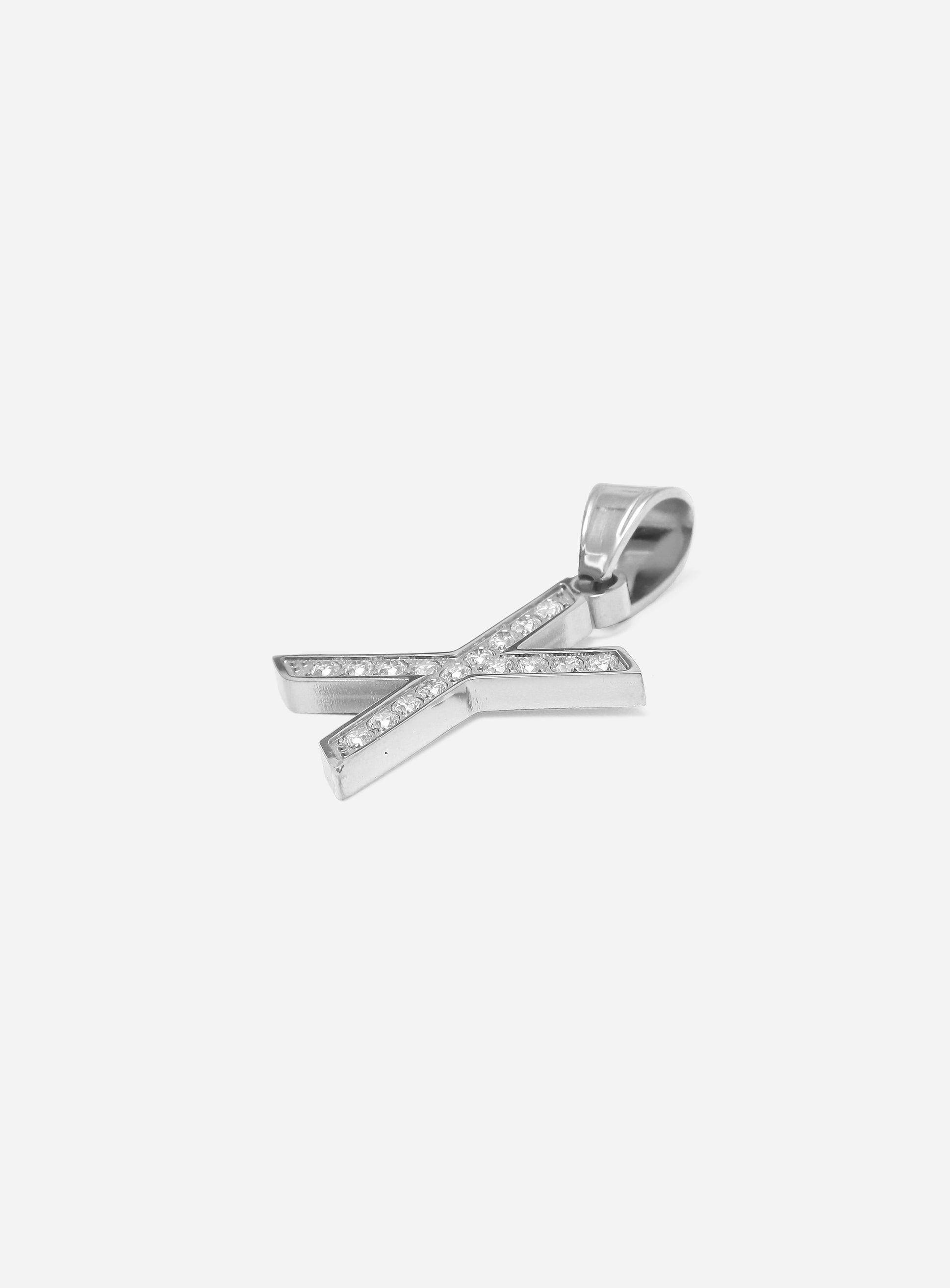 Gracias Dios Diamond Silver Letter X Pendant - Challenger Streetwear