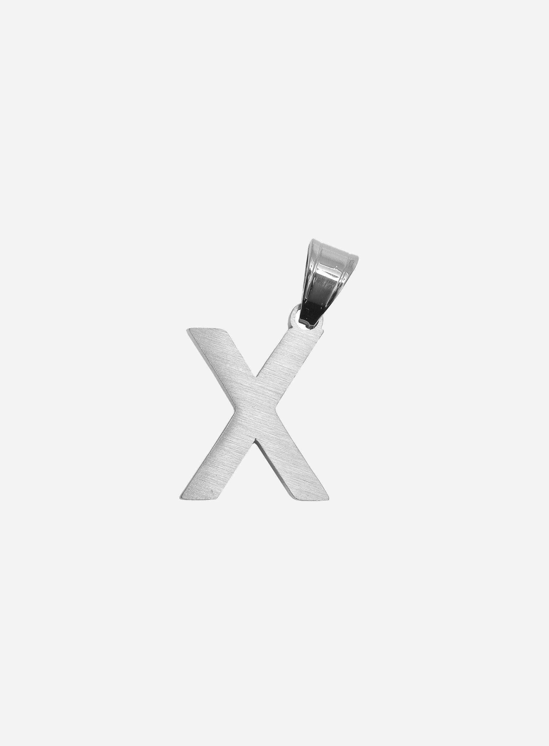 Gracias Dios Diamond Silver Letter X Pendant - Challenger Streetwear