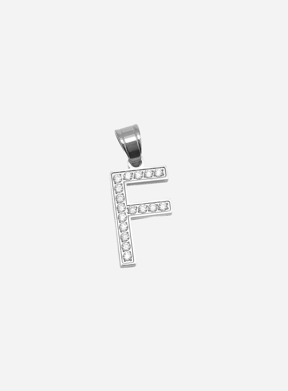 Diamond Silver Letter F Pendant