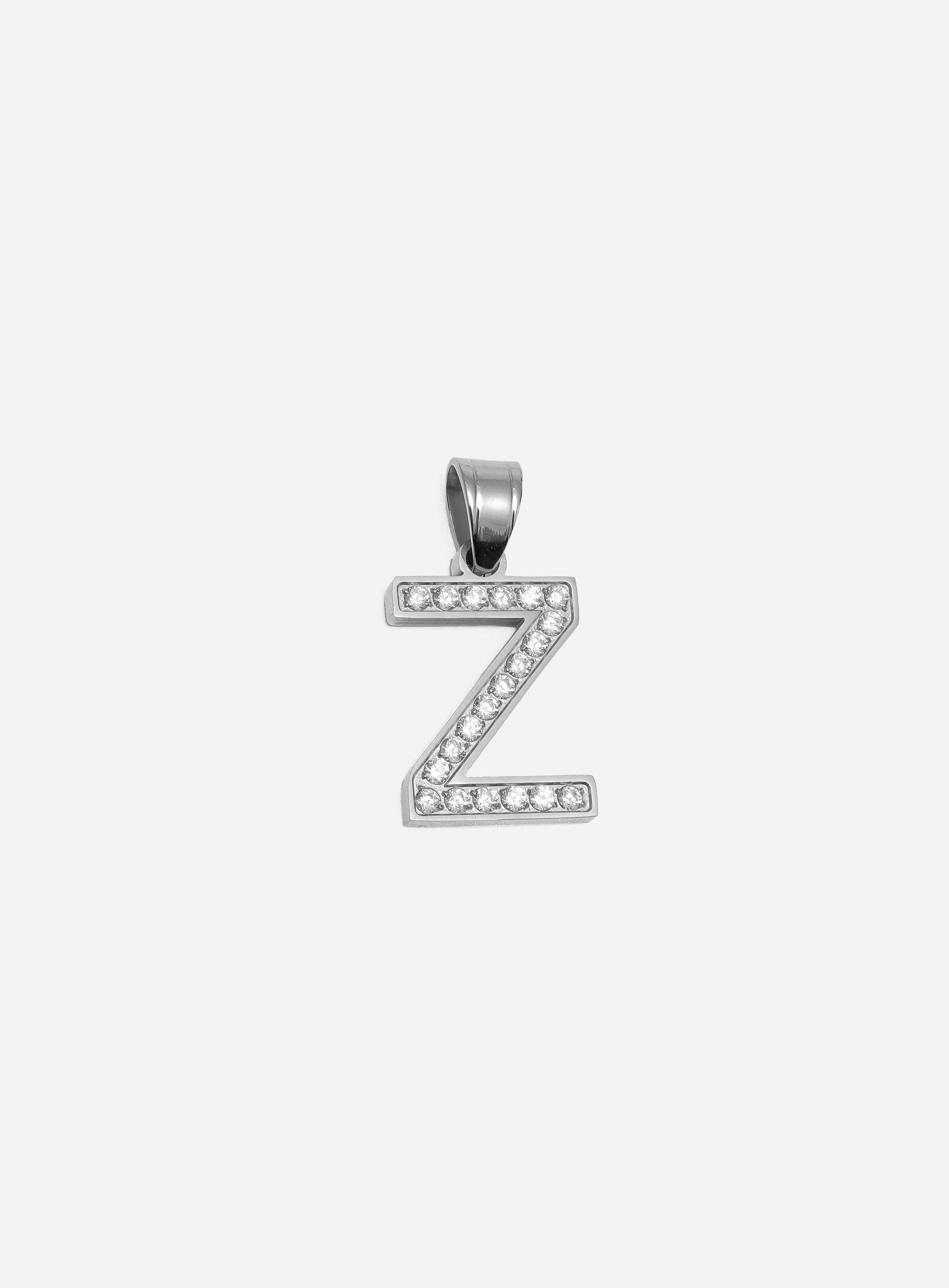 Gracias Dios Diamond Silver Letter Z Pendant - Challenger Streetwear