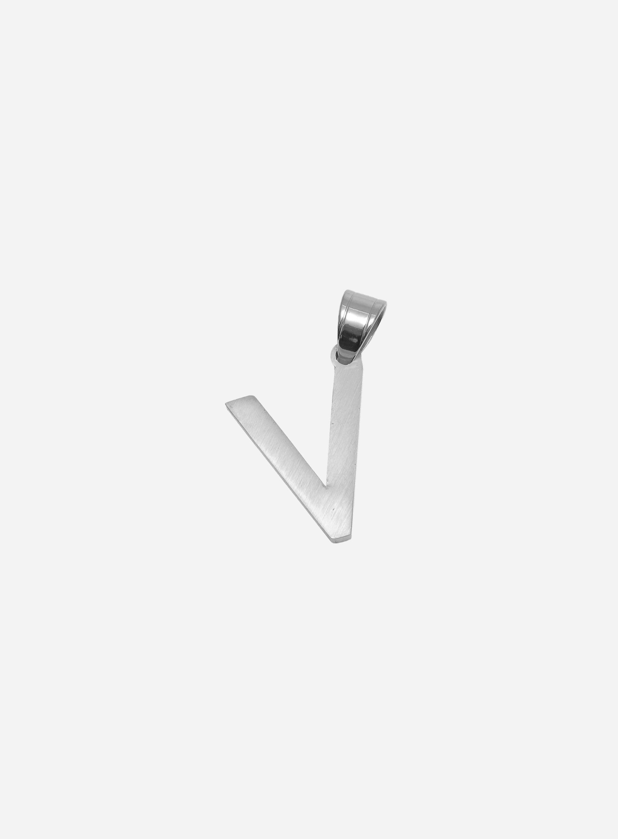 Gracias Dios Diamond Silver Letter V Pendant - Challenger Streetwear