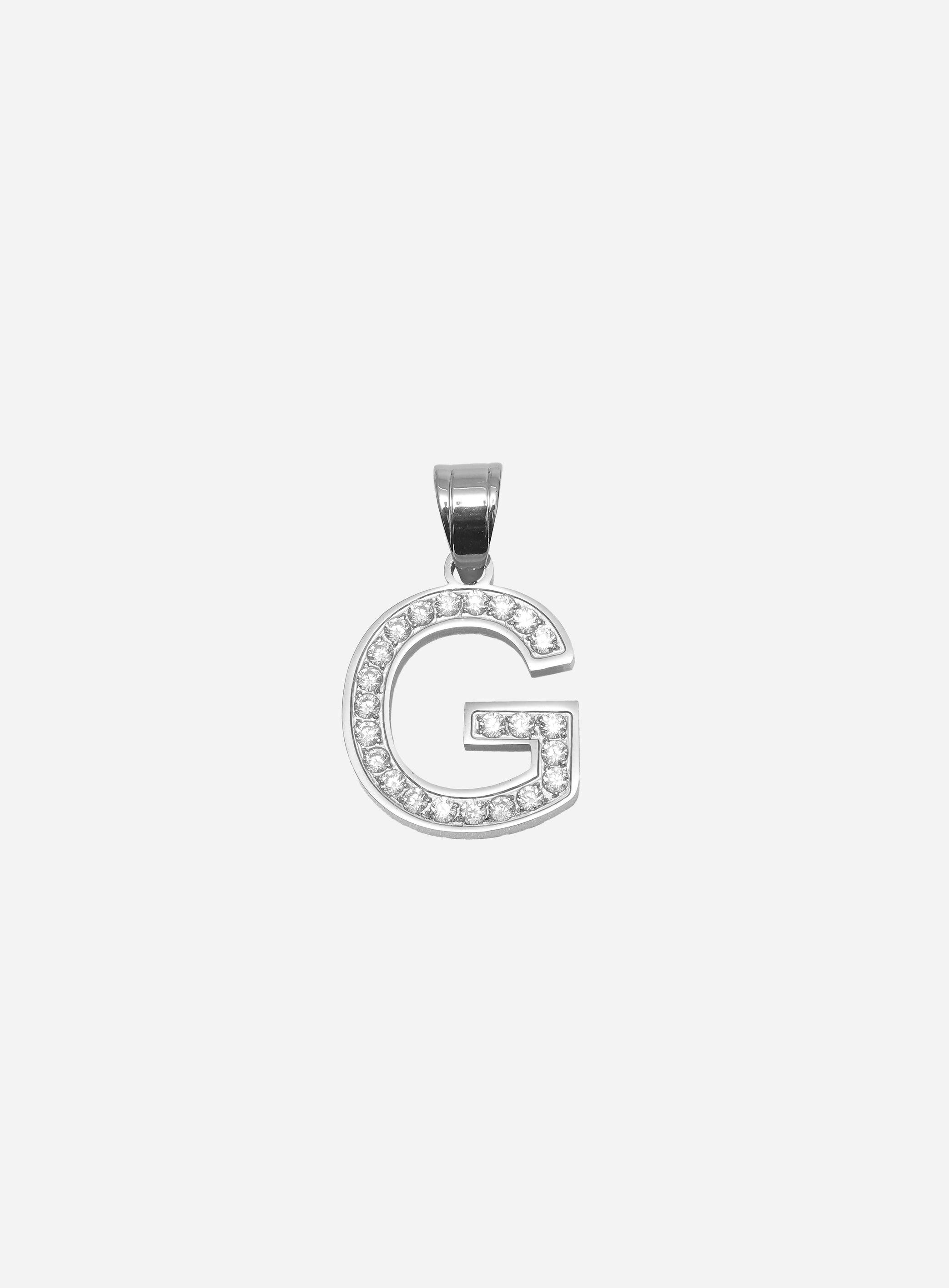 Gracias Dios Diamond Silver Letter G Pendant - Challenger Streetwear