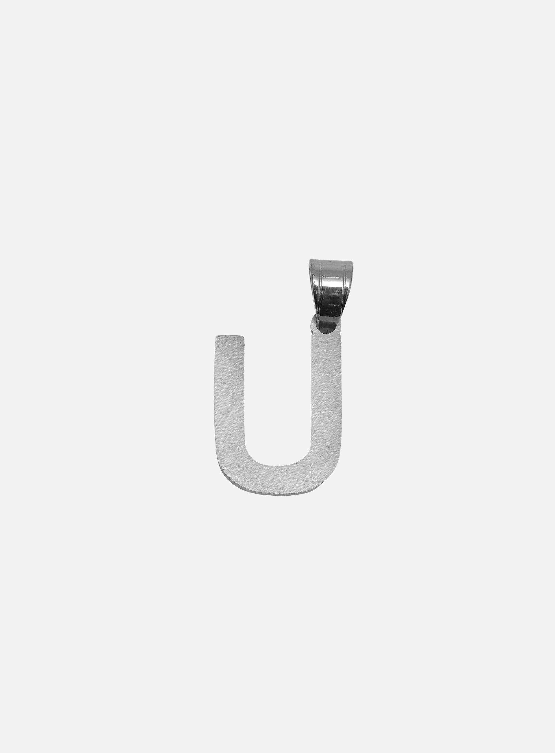 Gracias Dios Diamond Silver Letter U Pendant - Challenger Streetwear